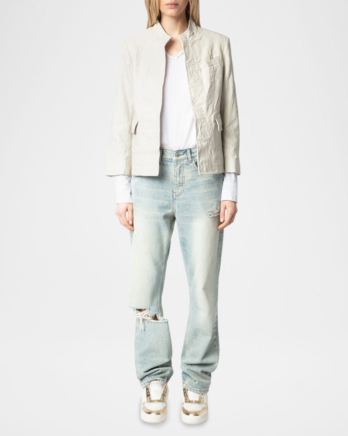 Zadig & Voltaire Veryn Crinkled Leather Jacket