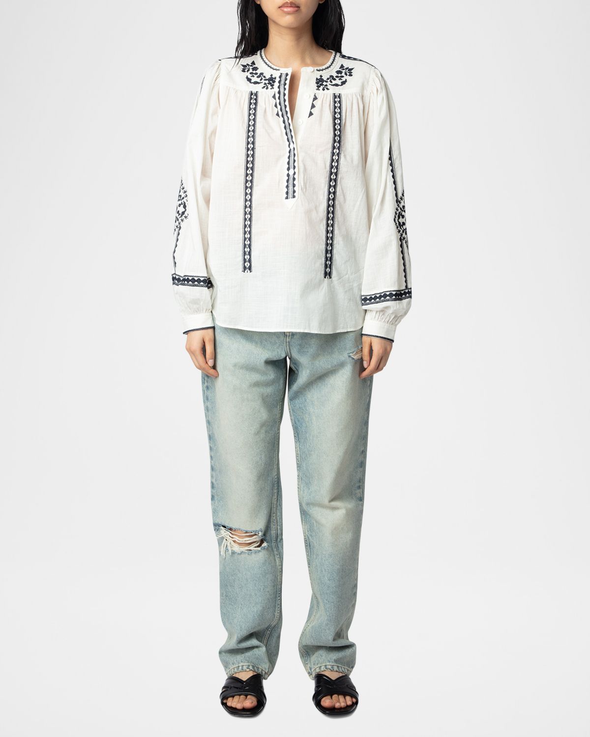 Zadig & Voltaire Tigy Kozak Embroidered Blouse