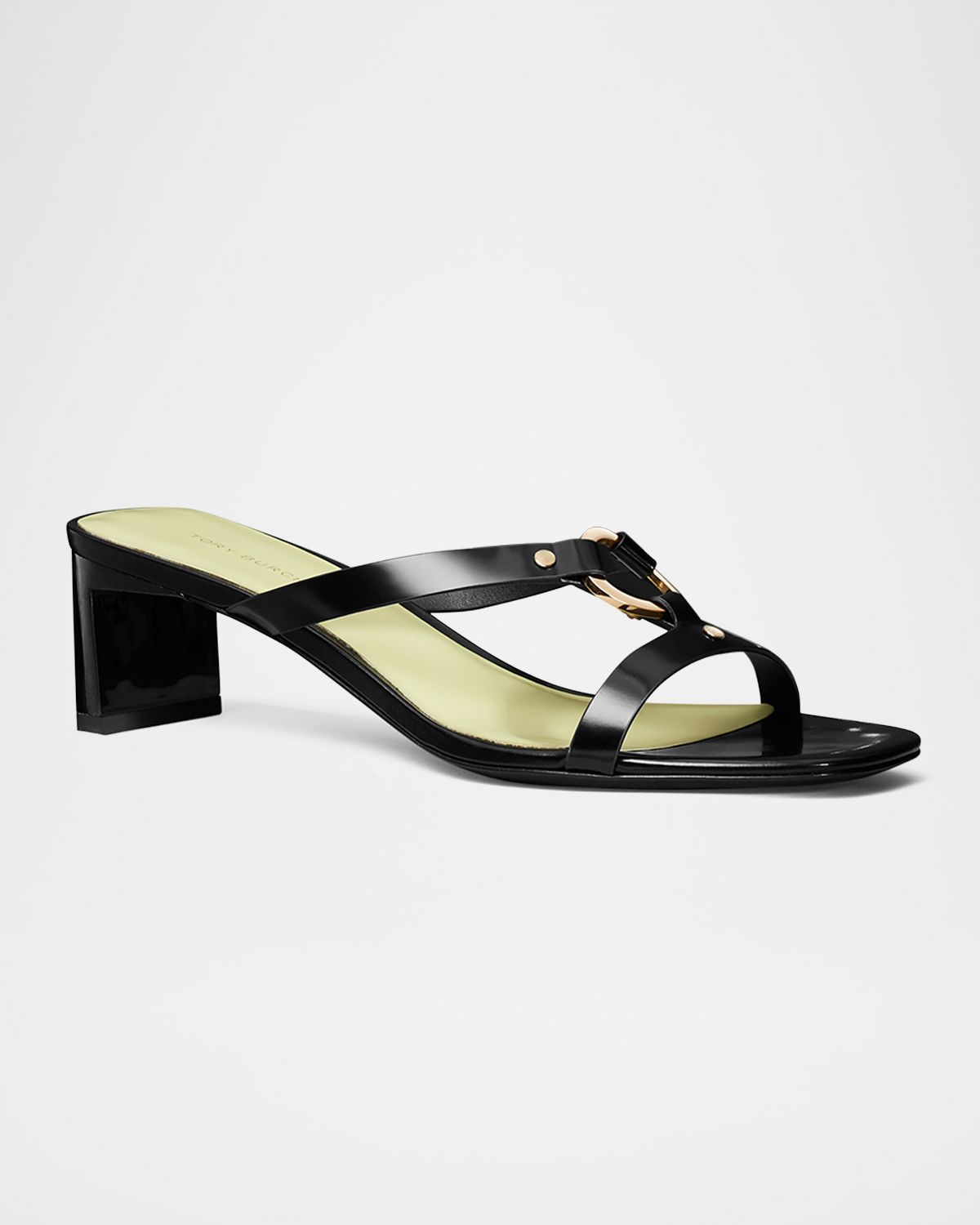 Tory Burch Leather Ring Heeled Slide Sandals