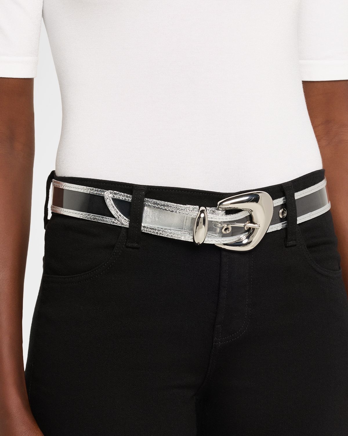 Christian Louboutin Bubble Belt in Clear PVC and Laminated Leather