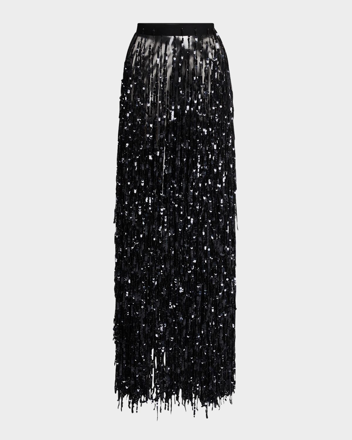 LAPOINTE Sequin Fringed Maxi Pencil Skirt