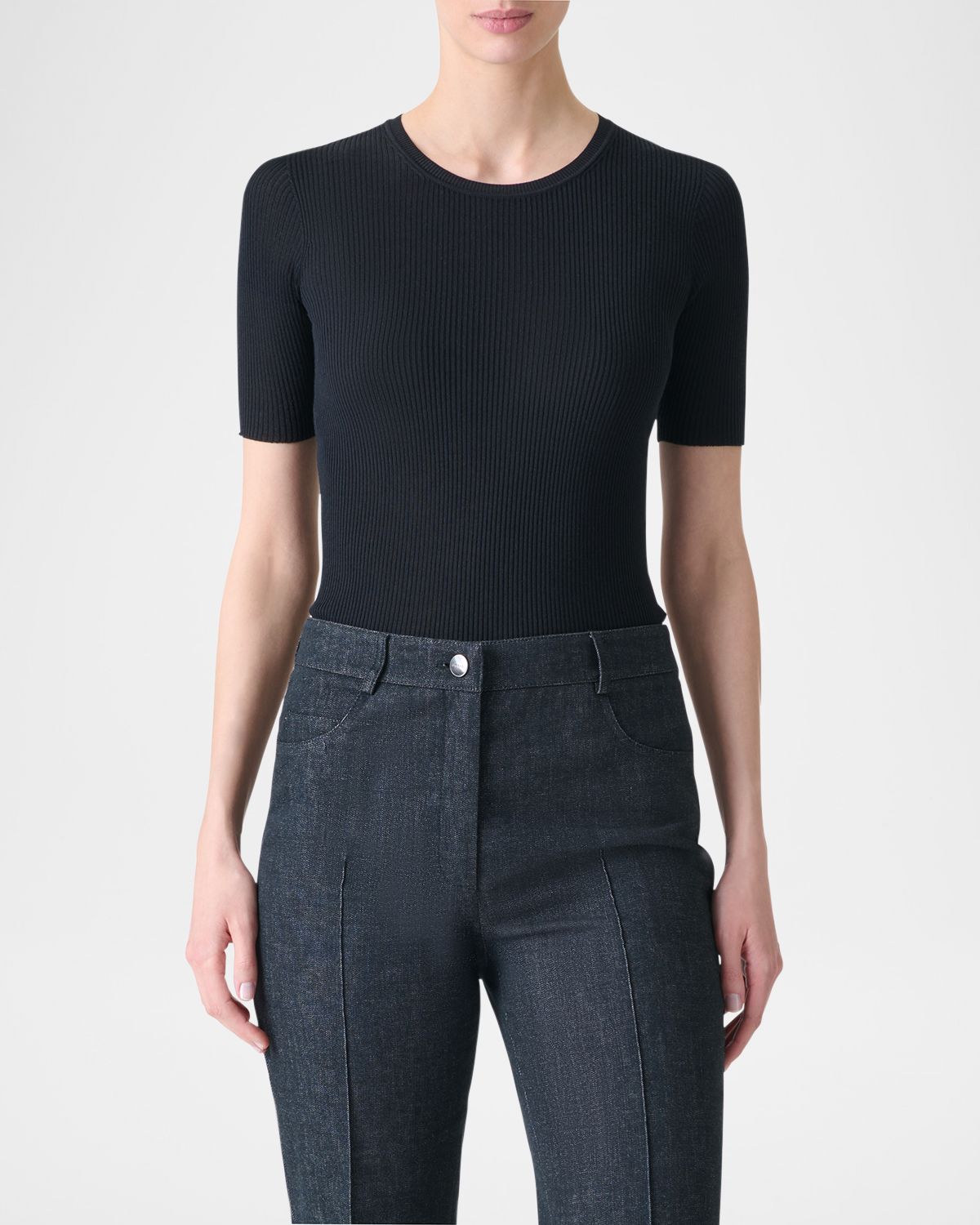 Akris Ribbed Seamless Crewneck Sweater