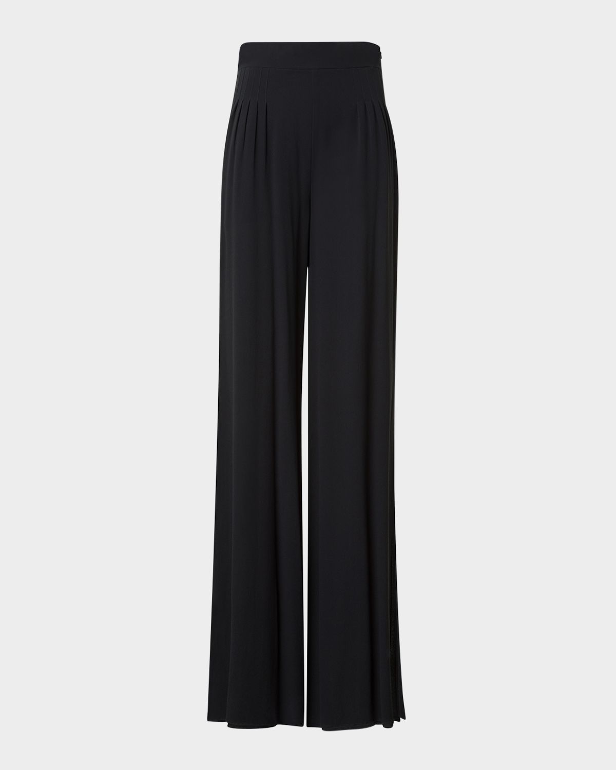 Akris Myriam Pleated Wide Silk-Georgette Pants