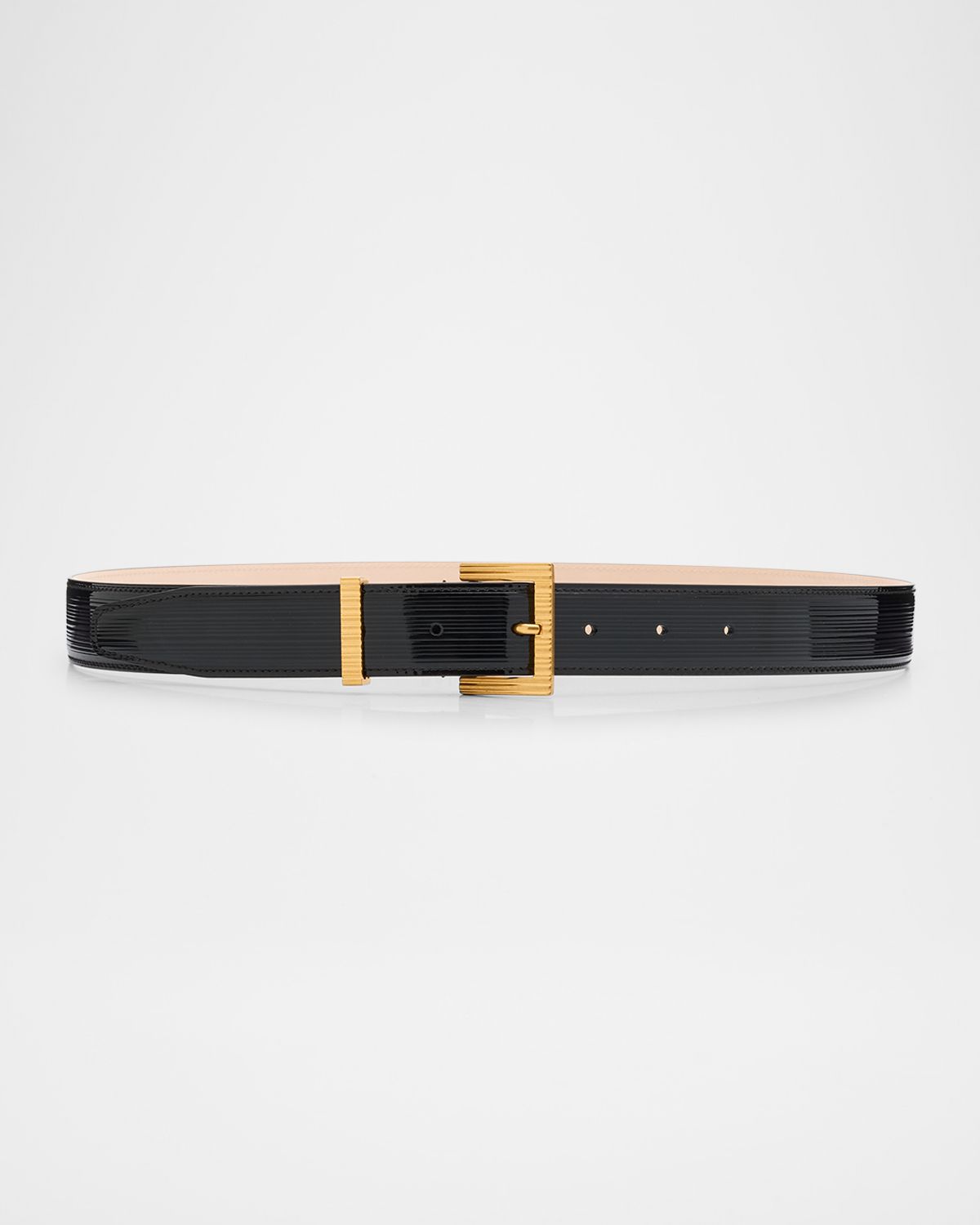 Balmain Perfume Striped Patent Leather Belt