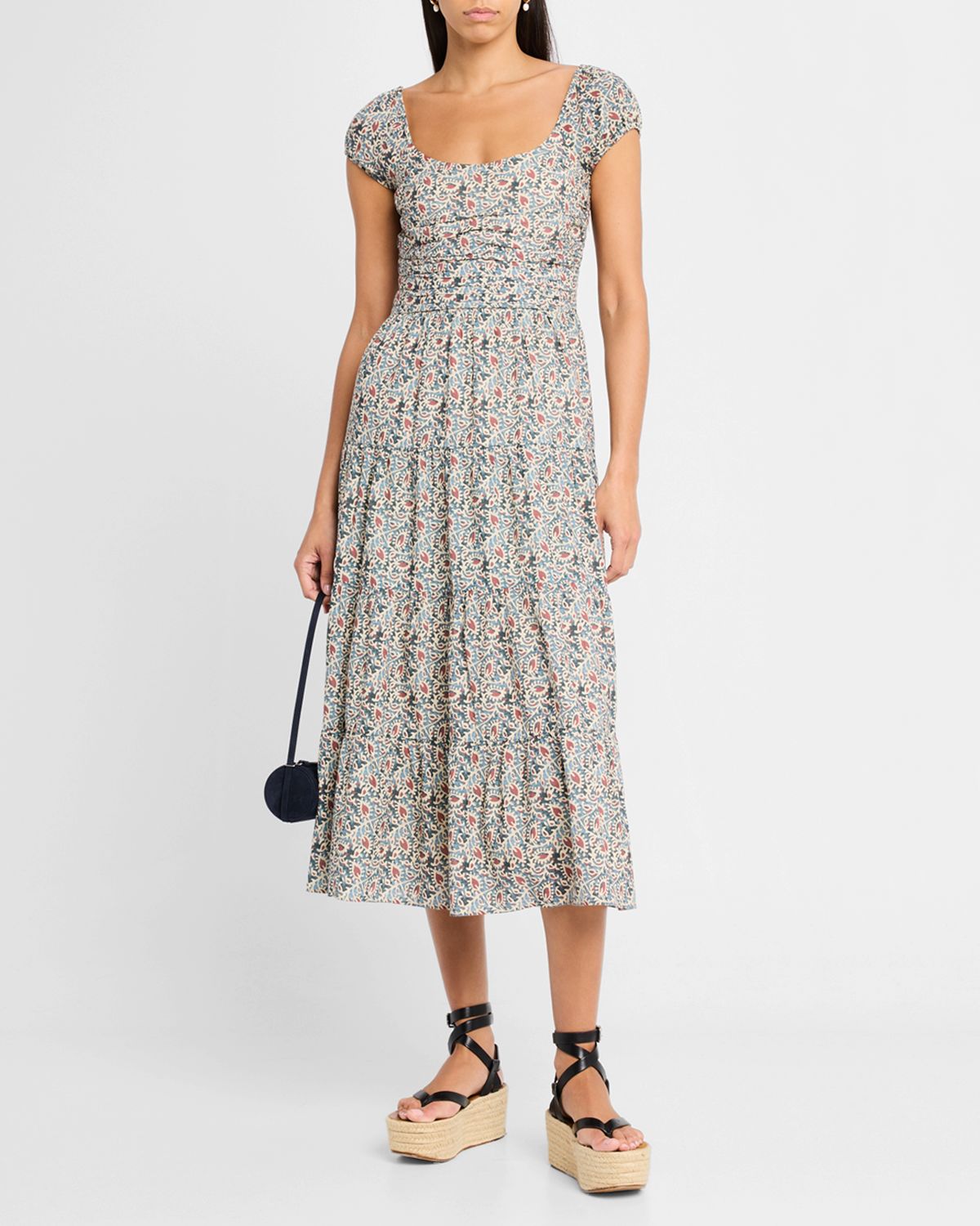 PAIGE Marchella Printed Short-Sleeve Midi Dress
