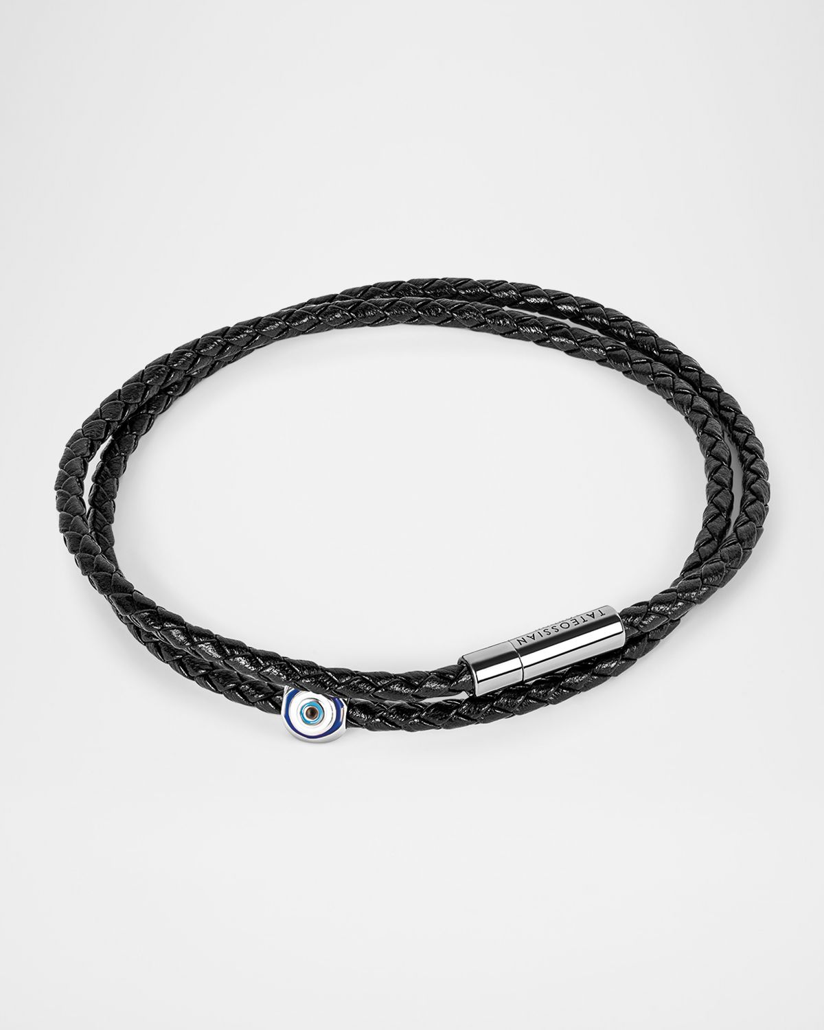 Tateossian Men 's Enamel Evil Eye and Sterling Silver Mini Pop Cord Bracelet
