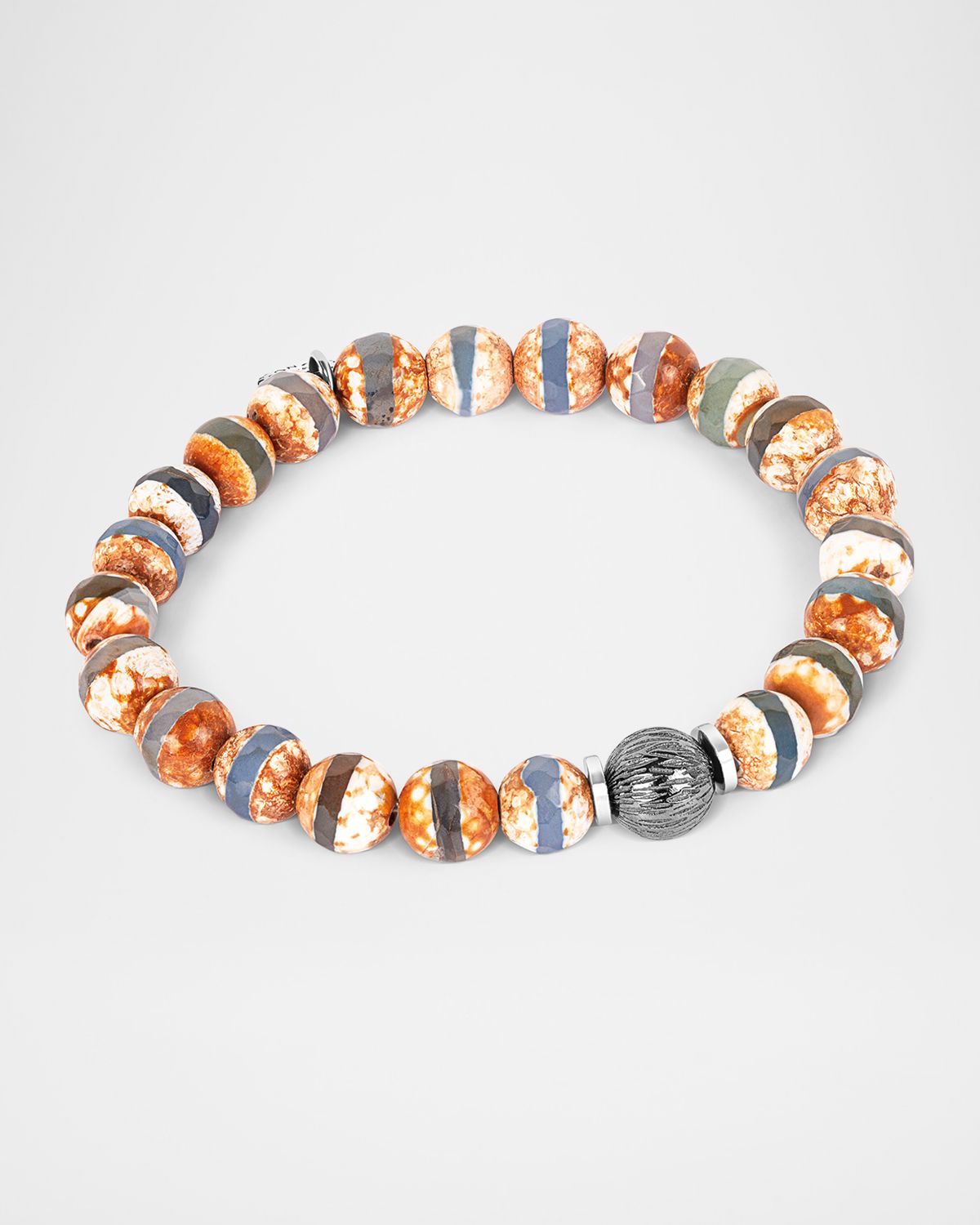Tateossian Men 's Brown Agate Beaded Bracelet