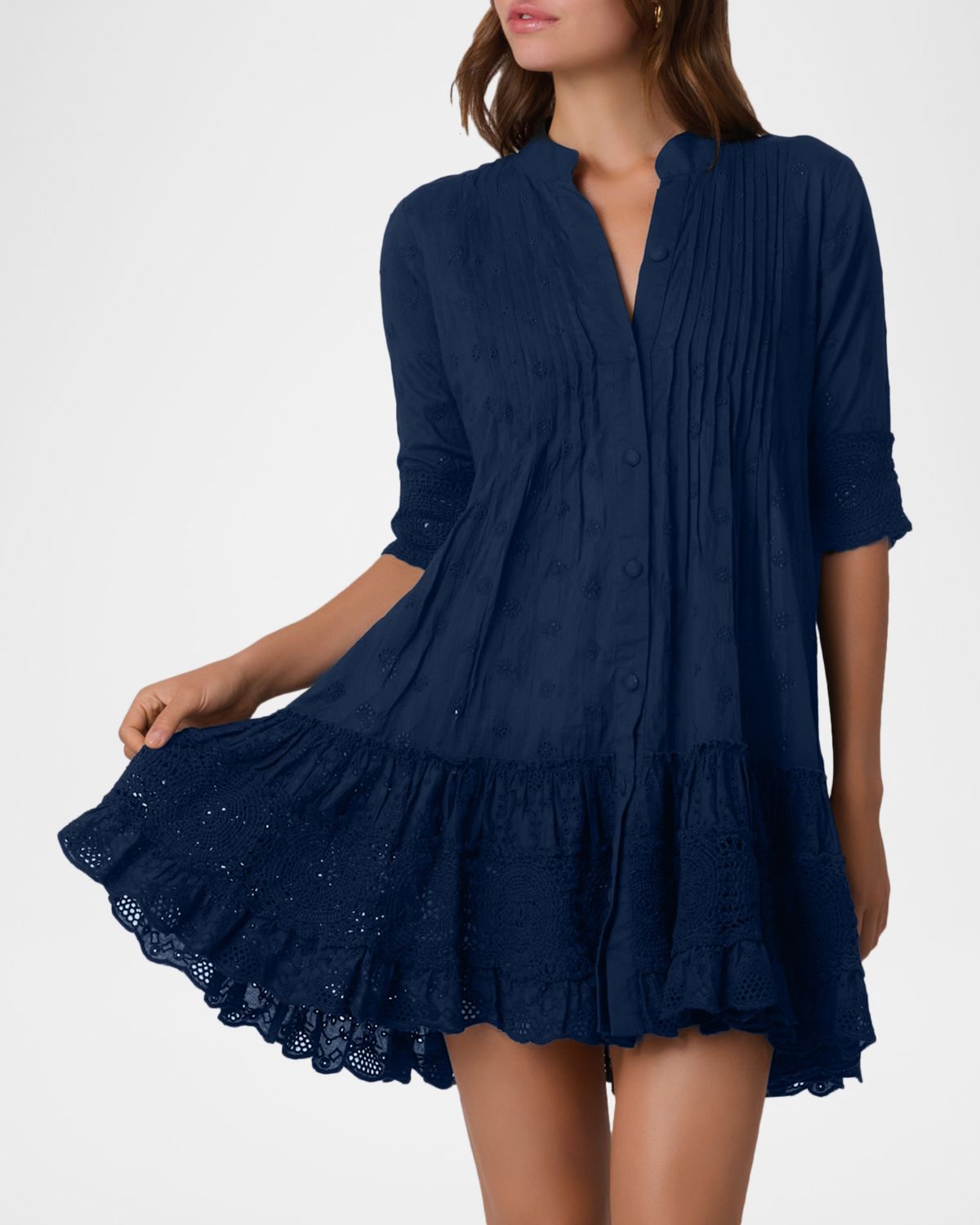 Shoshanna Milos Embroidered Mini Dress