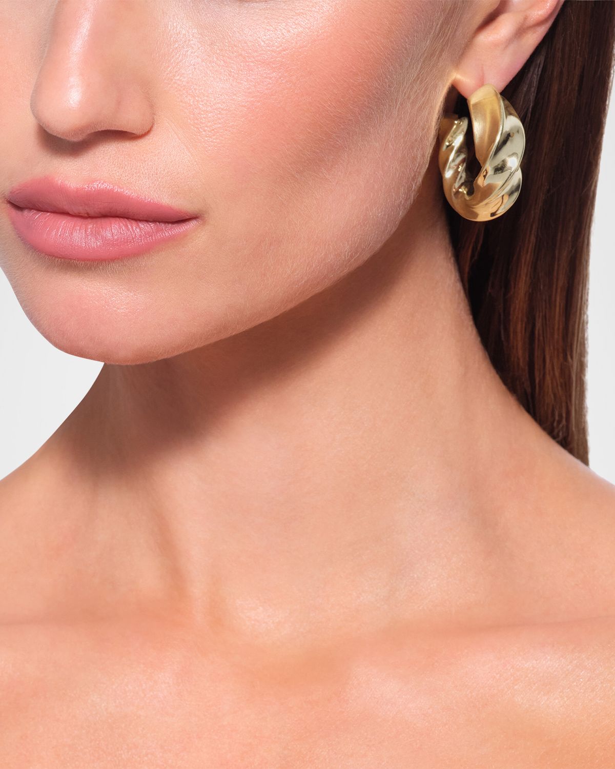 Lana 14K Gold Wide Twisted Hollow Hoop Earrings
