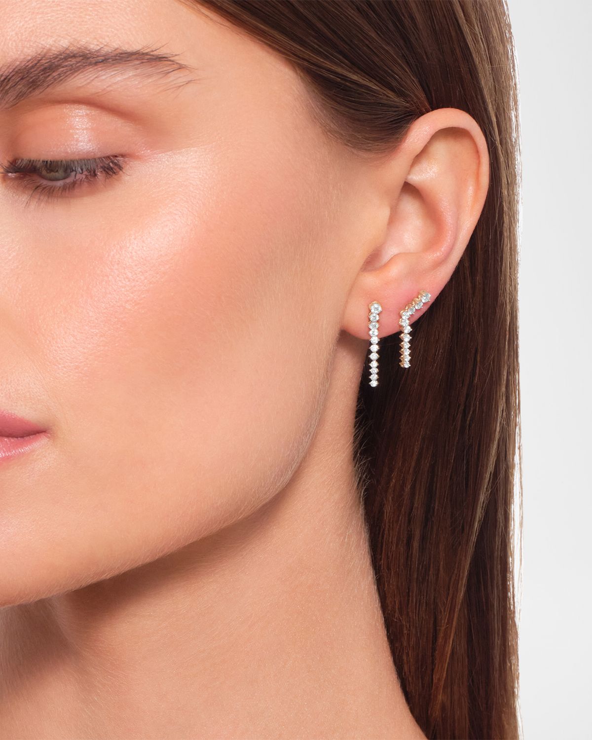 LANA 14K Gold Flawless Tennis Linear Diamond Ear Crawlers