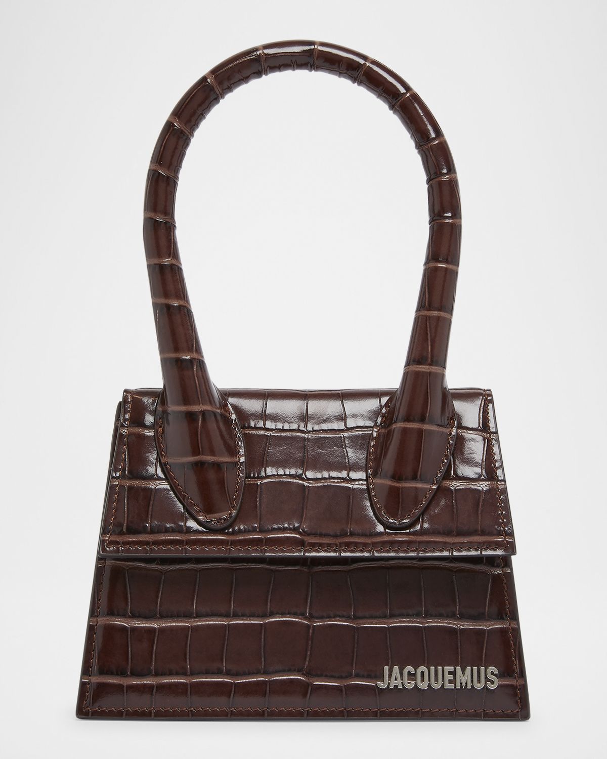 Jacquemus Le Chiquito Moyen Croc-Embossed Leather Top-Handle Bag