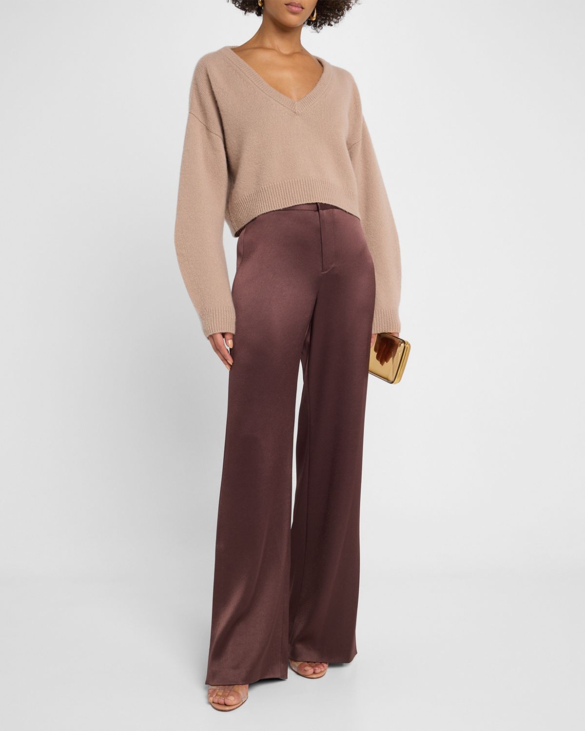 LAPOINTE V-Neck Cashmere Cropped Sweater