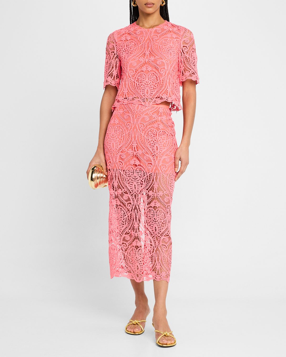 Le Superbe Rosey Lace Midi Skirt