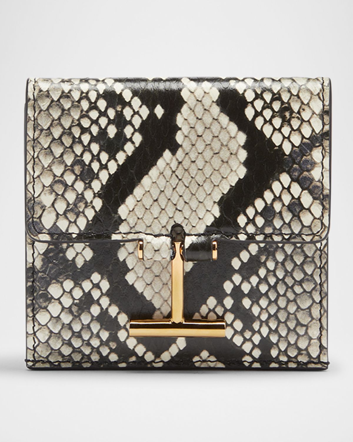 TOM FORD T Bar Card Holder in Python-Print Leather