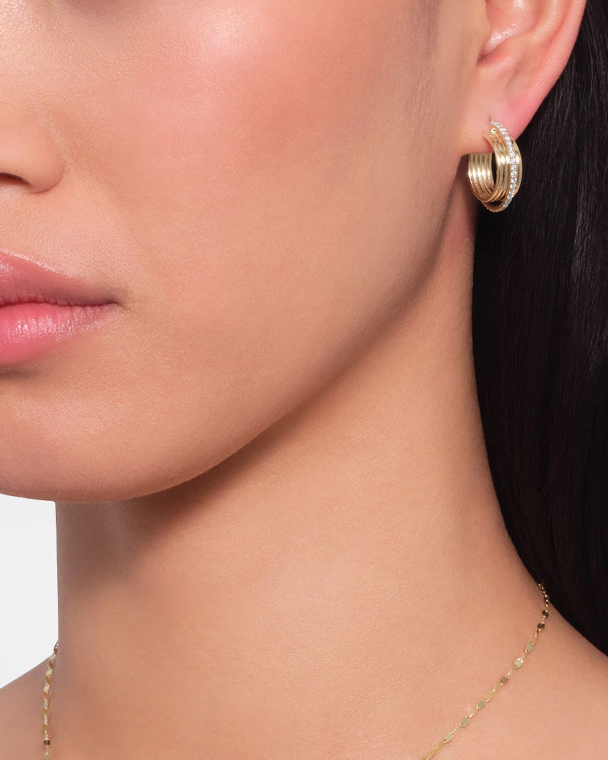 LANA 14K Gold Lana Kinetic Diamond Huggie Earrings