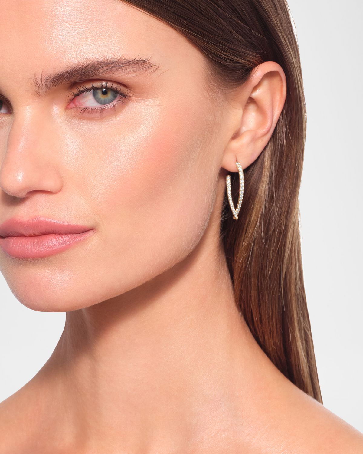 LANA 14K Gold Small Flawless Front/Back Upside Down Diamond Hoop Earrings