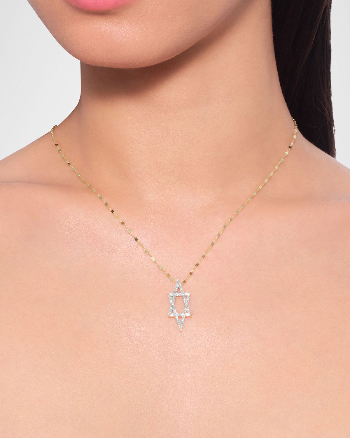 LANA 14K Gold Baguette Diamond Star of David Pendant Necklace