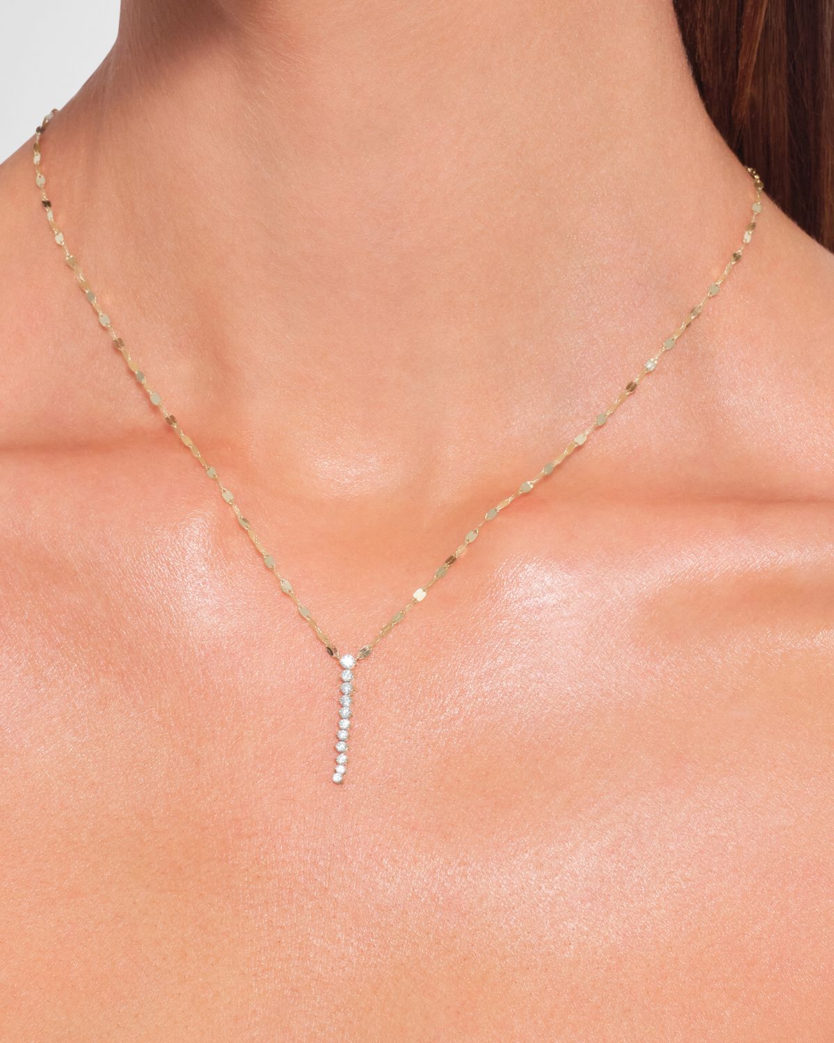 LANA 14K Gold Mini Flawless Diamond Tennis Lariat Necklace