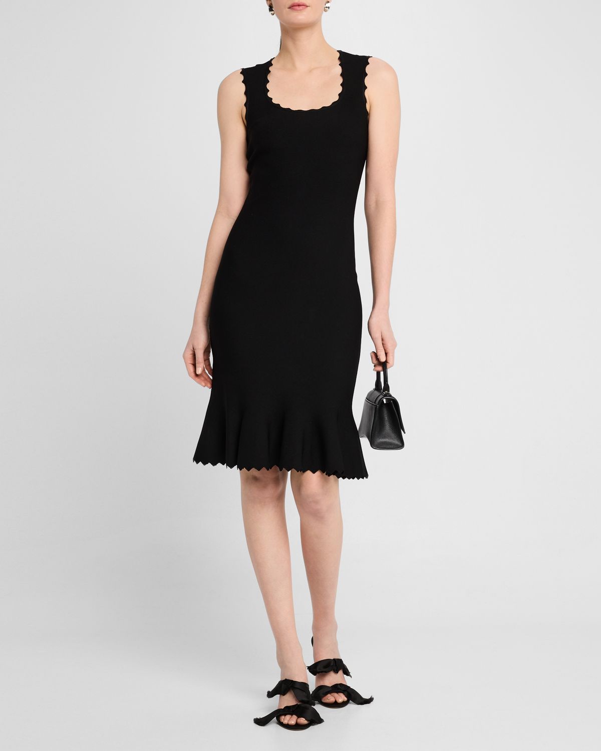 Emporio Armani Sleeveless Scalloped Stretch Milano Dress