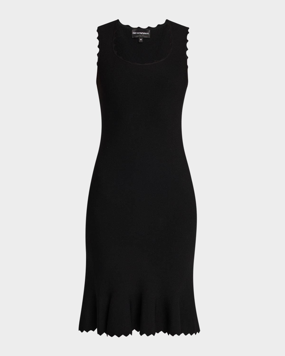 Emporio Armani Sleeveless Scalloped Stretch Milano Dress