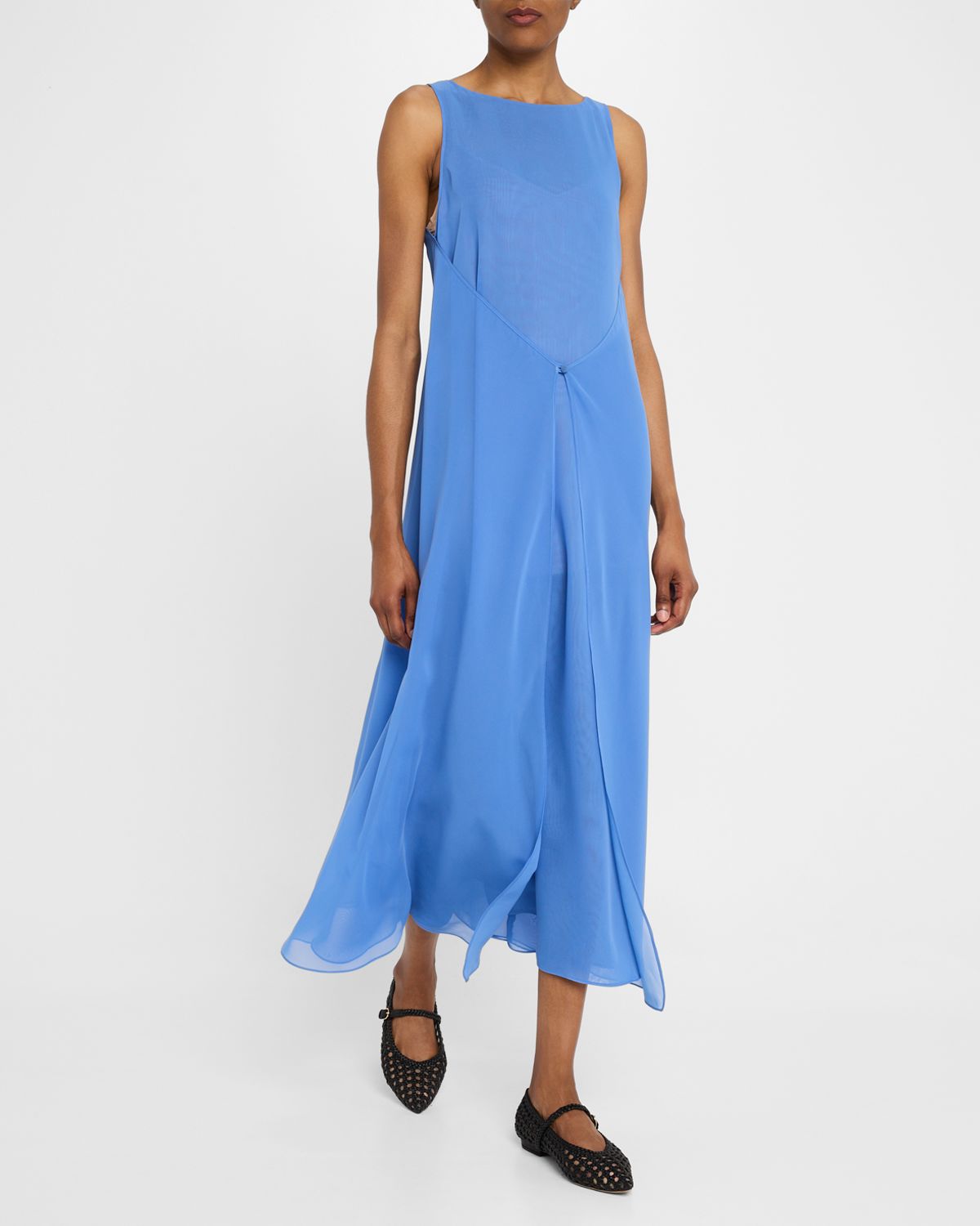 Emporio Armani Sleeveless Techno Georgette Maxi Dress