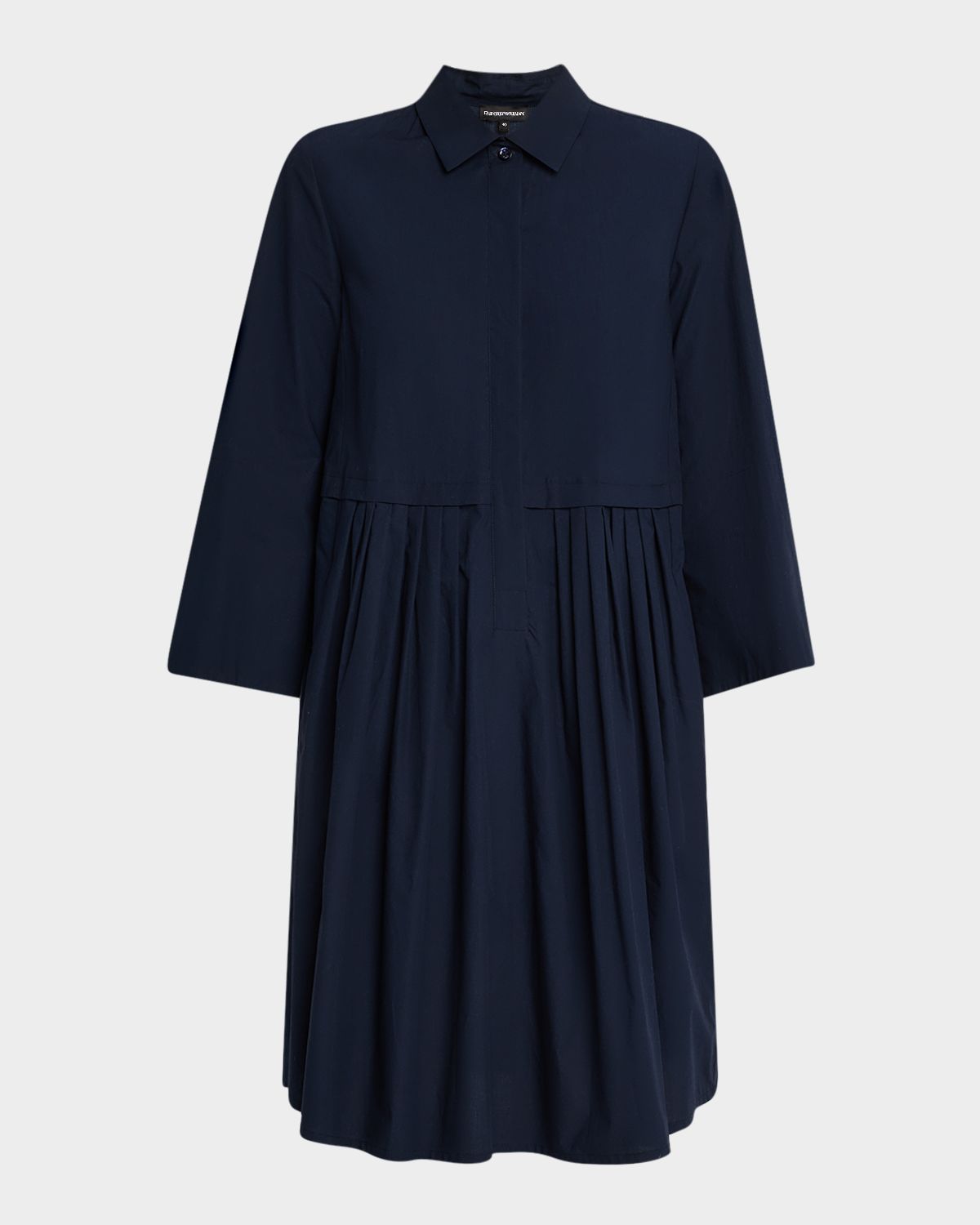 Emporio Armani Pleated Cotton Poplin Shirtdress