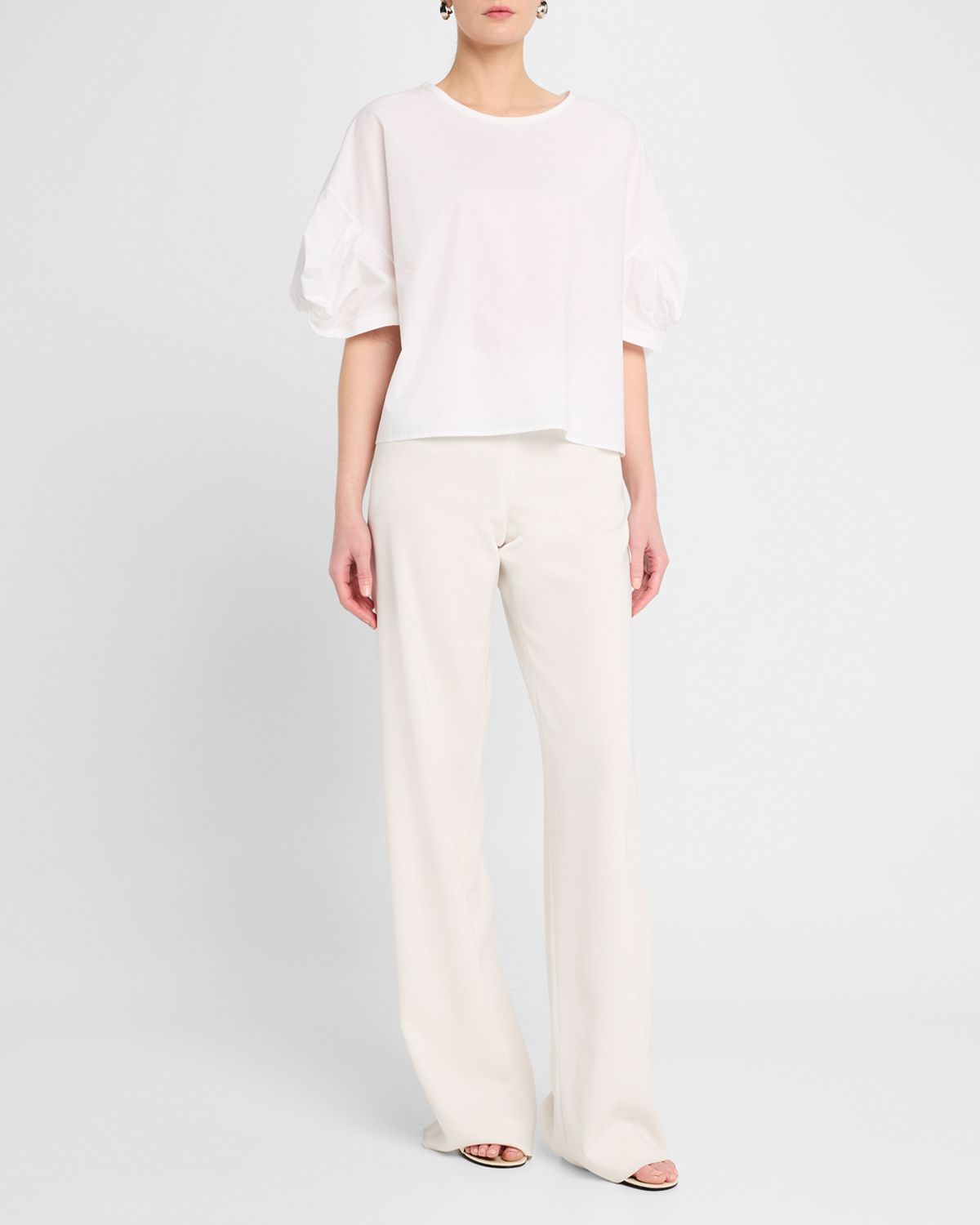 Emporio Armani Puff-Sleeve Cotton Poplin Blouse