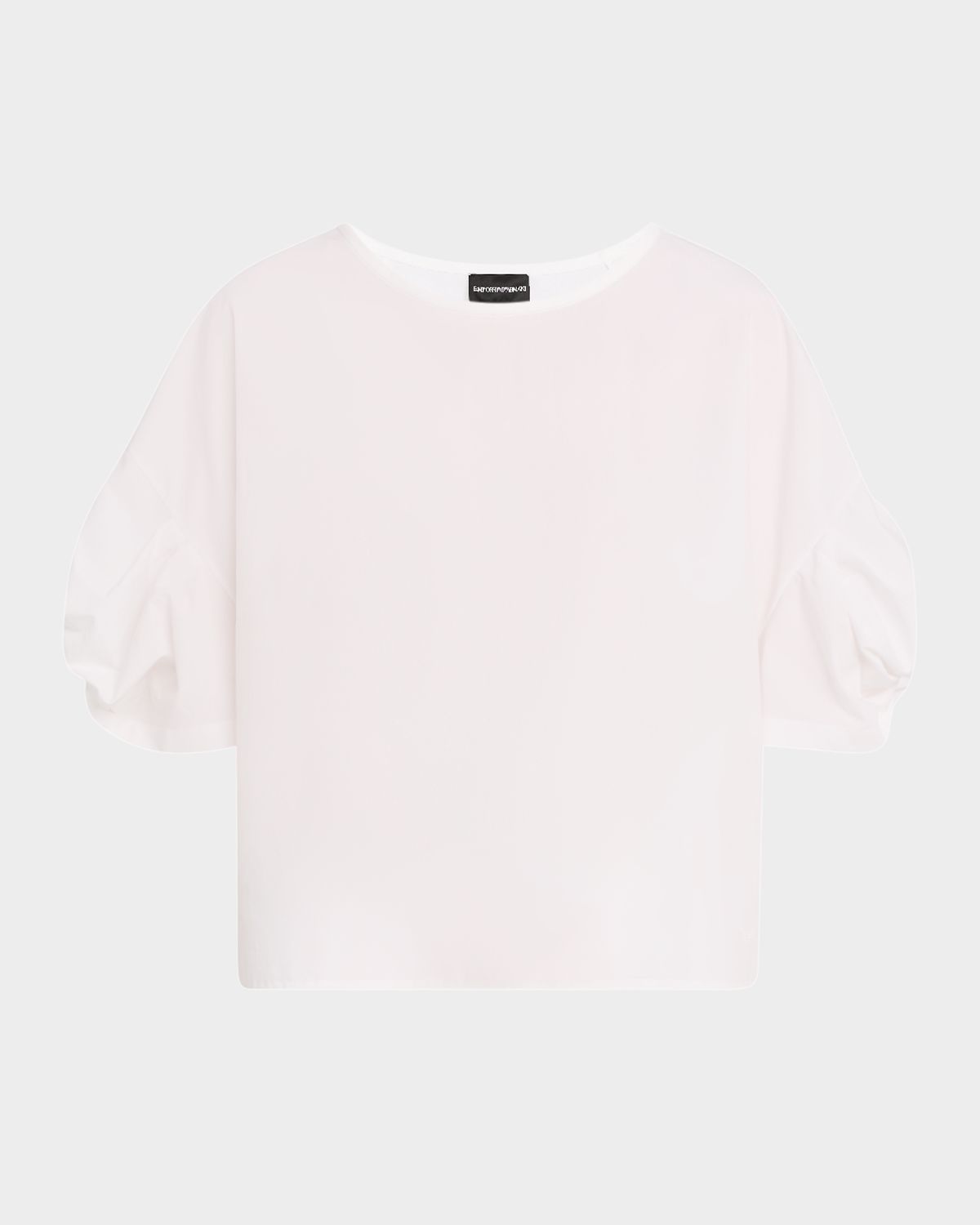 Emporio Armani Puff-Sleeve Cotton Poplin Blouse