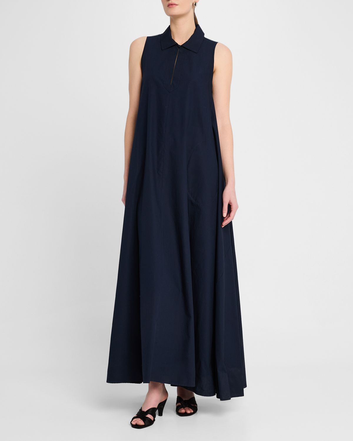 Emporio Armani Trapeze Cotton Poplin Maxi Shirtdress