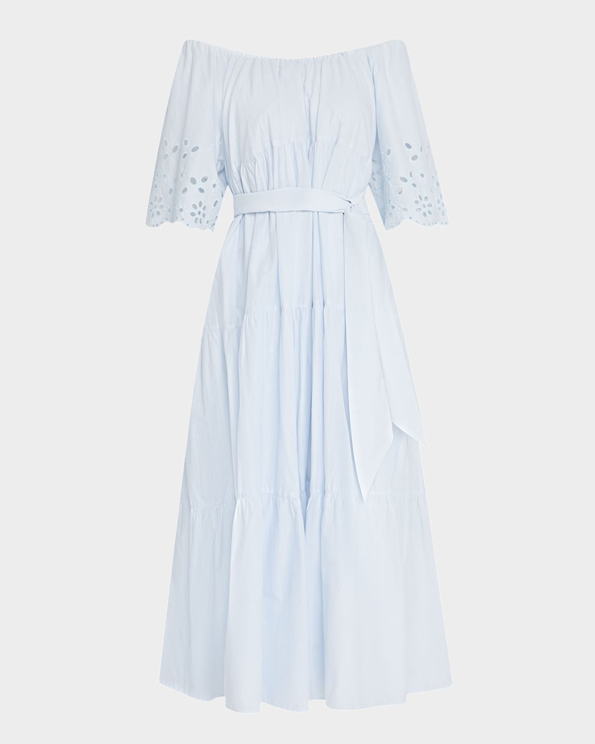 Merlette Berenson Tiered Eyelet-Embroidered Midi Dress