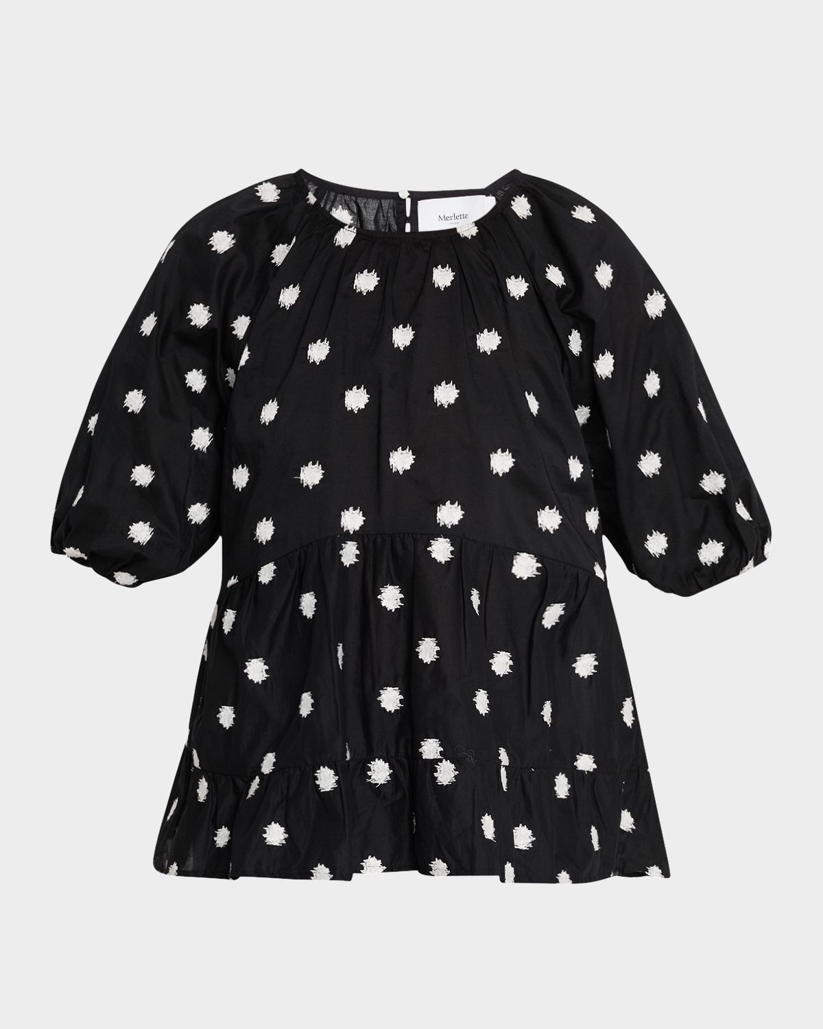 Merlette Bow Embroidered Cotton Blouse