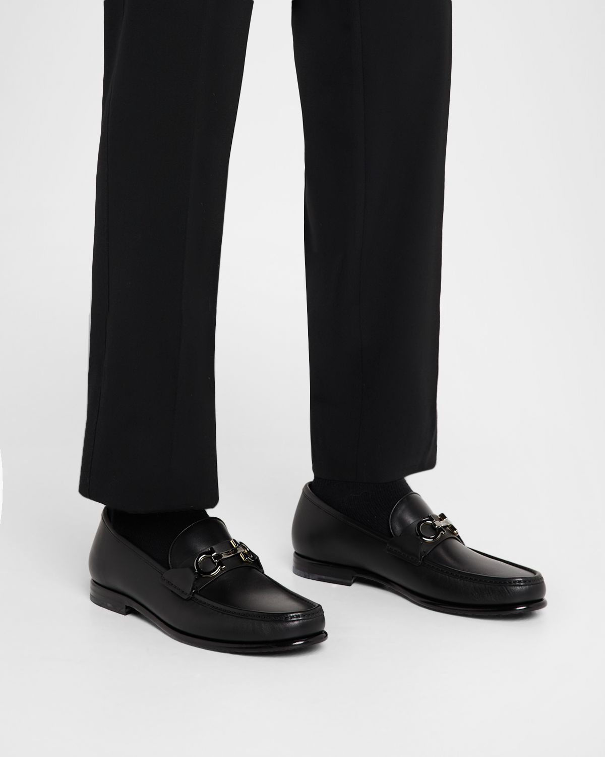 Ferragamo Men 's Avrilvit Leather Two-Tone Gancini Bit Loafers