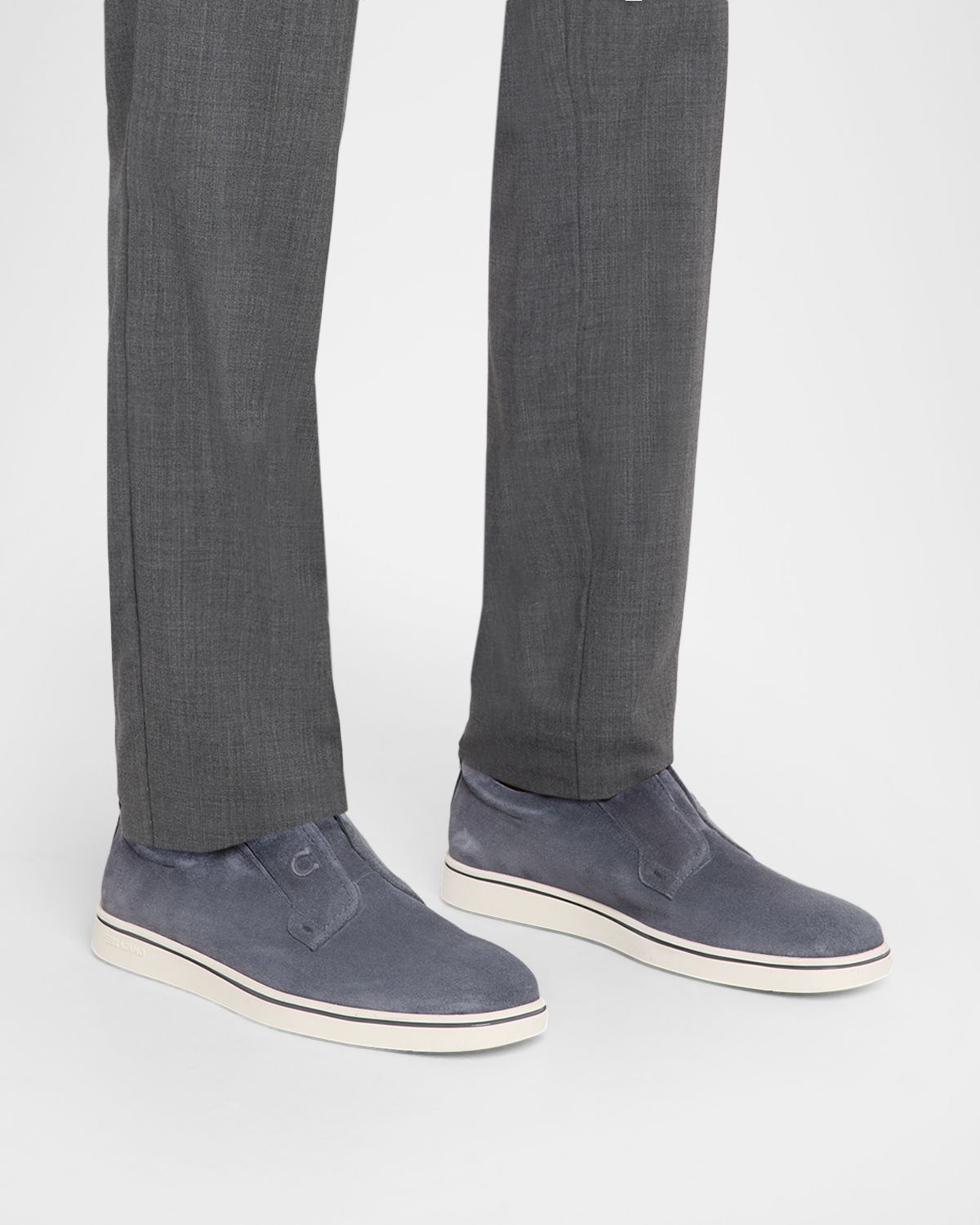 Ferragamo Men 's Alfie Suede Gancini Stamp Slip-On Sneakers