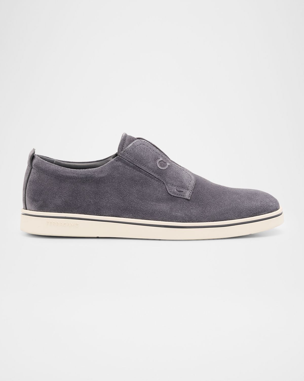 Ferragamo Men 's Alfie Suede Gancini Stamp Slip-On Sneakers
