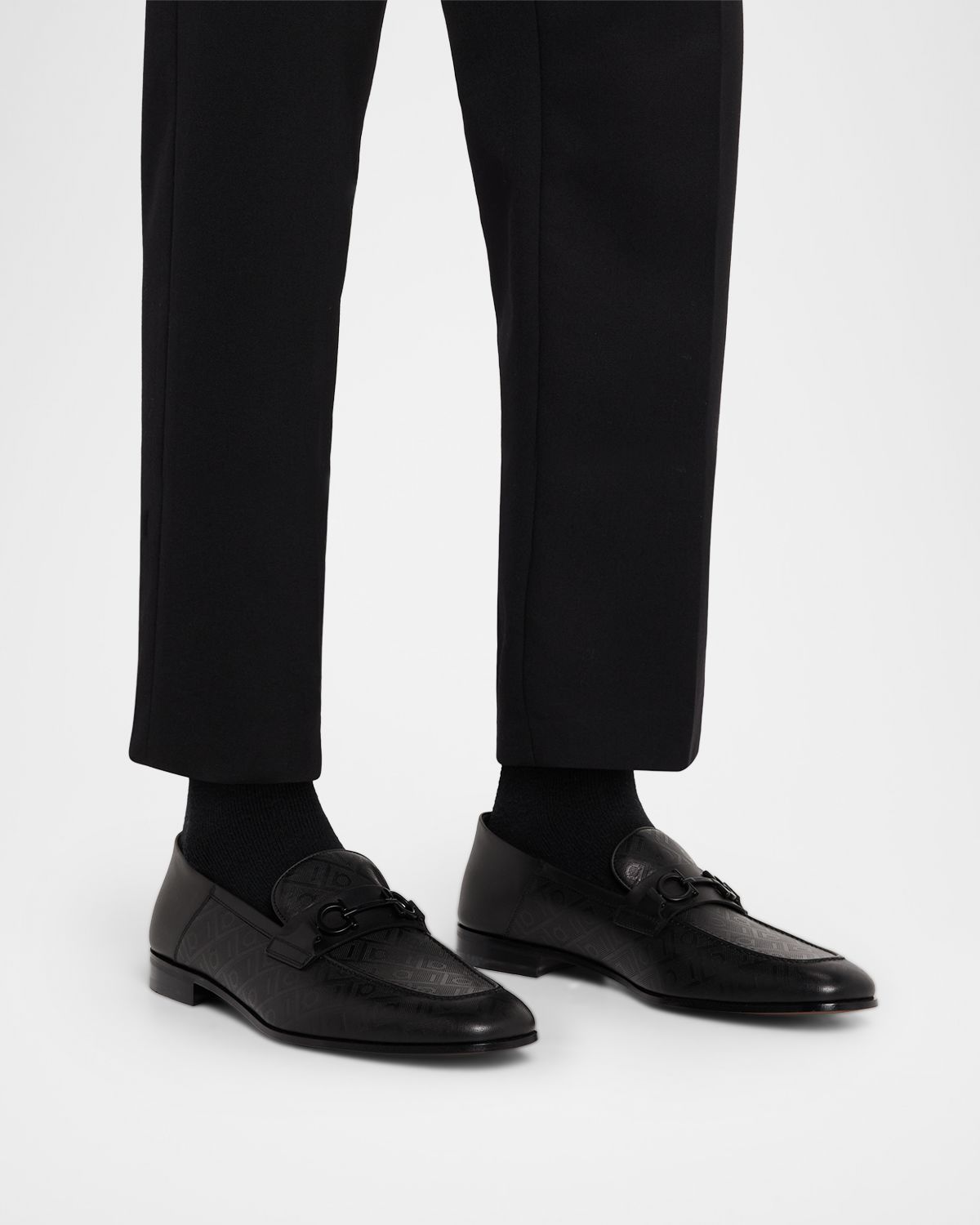 Ferragamo Men 's Biarritz Perforated Leather Gancini-Bit Loafers