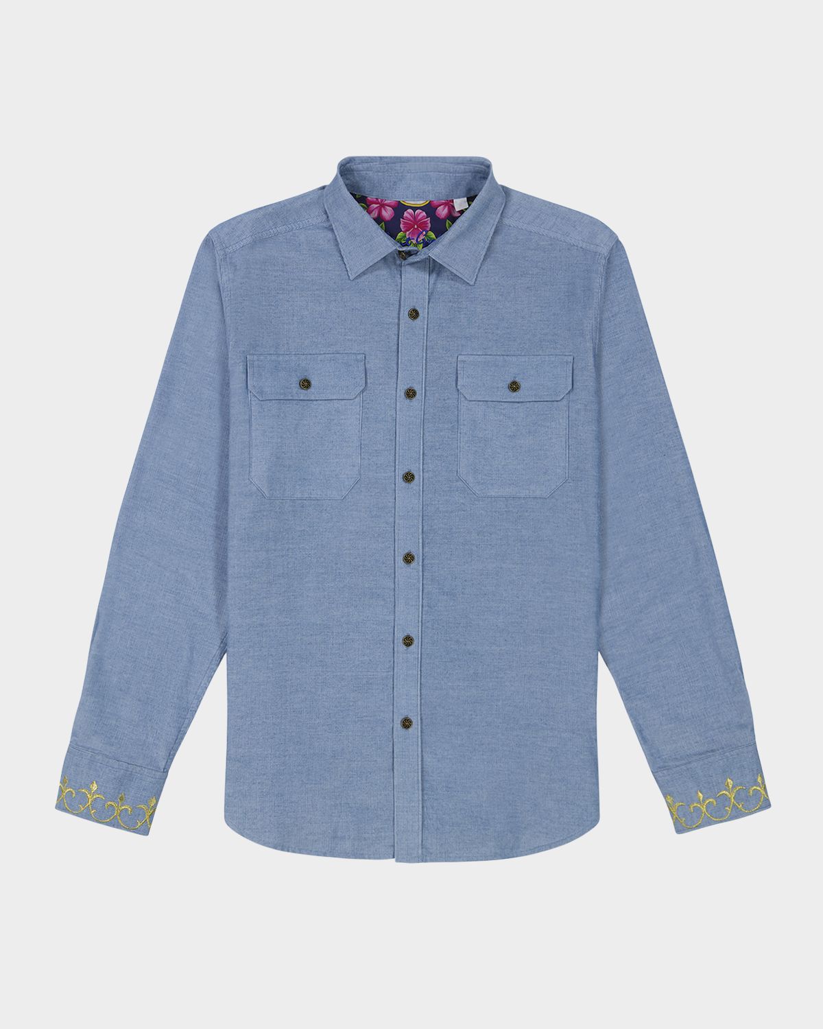 Robert Graham Men 's Embroidered Corduroy Shirt Jacket