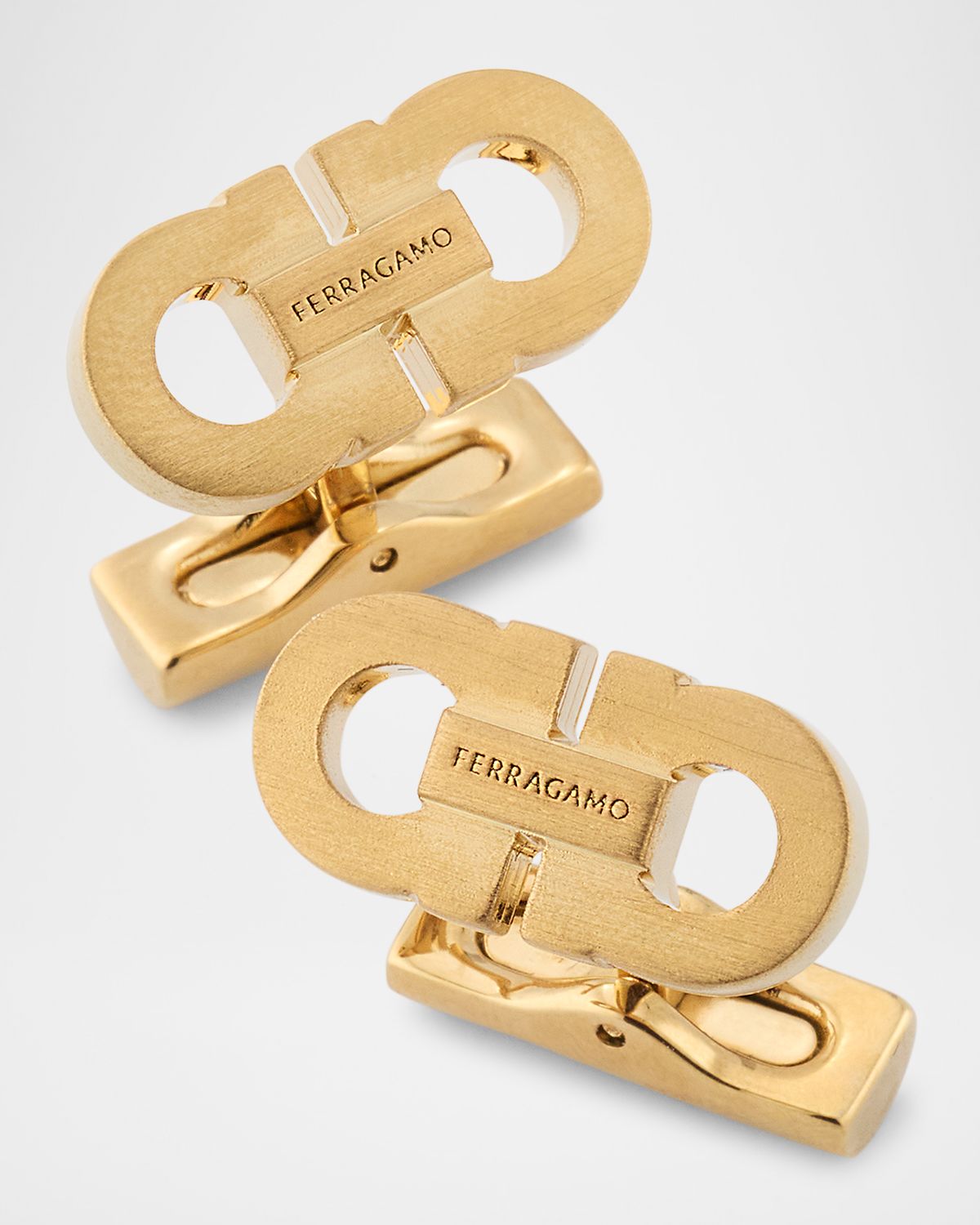 Ferragamo Men 's Gancini Link Brushed Gold-Tone Cufflinks - Women's Jewelry And Watches