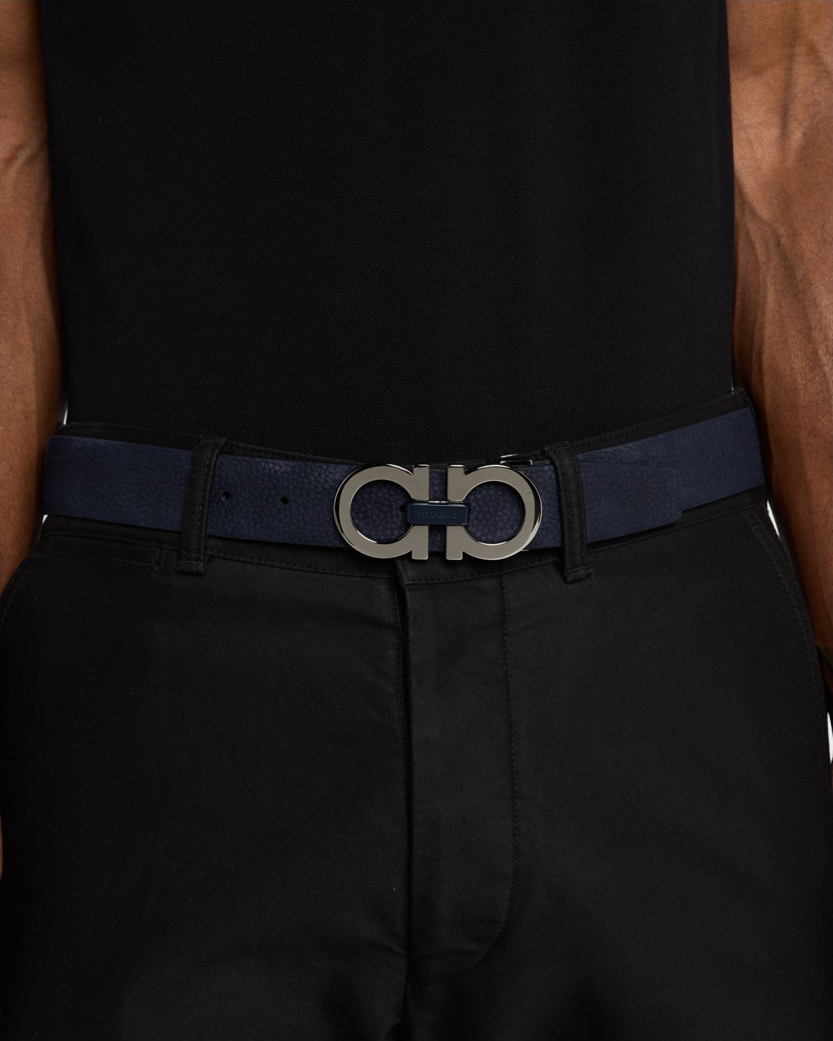 Ferragamo Men 's Gancini Adjustable Suede Belt