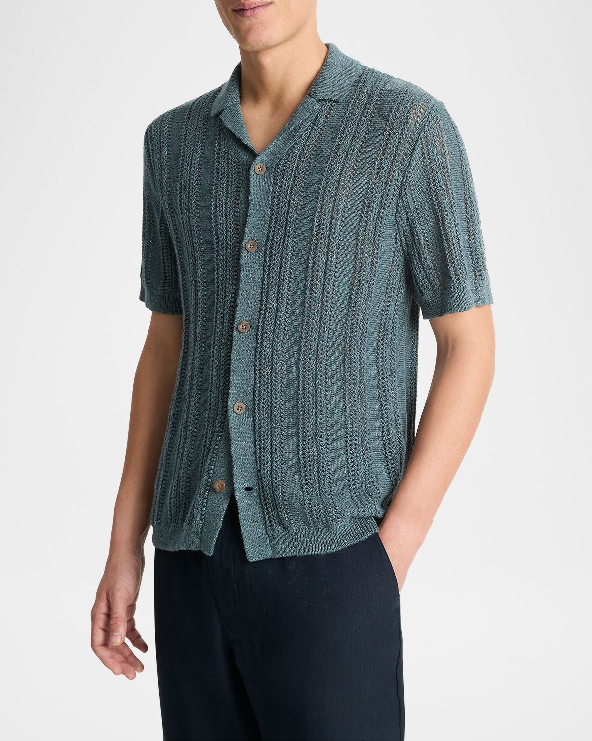 Vince Men 's Crochet Cabana Shirt