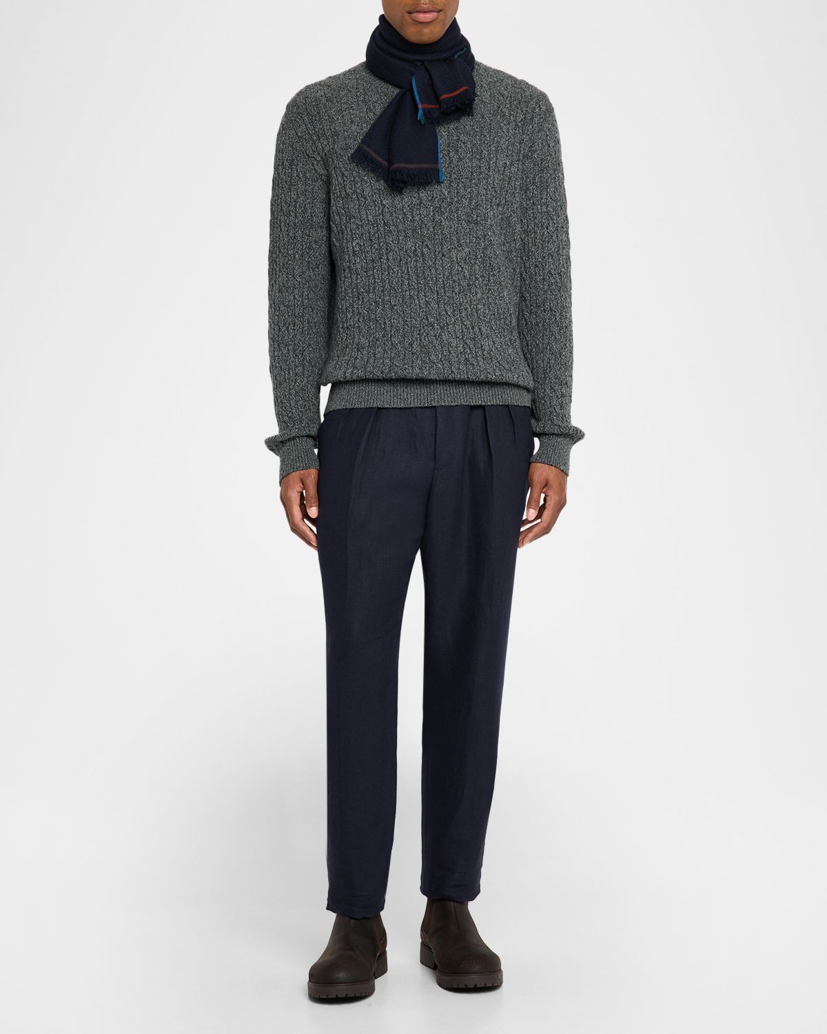 Loro Piana Men 's Treccia Baby Cashmere Crewneck Sweater