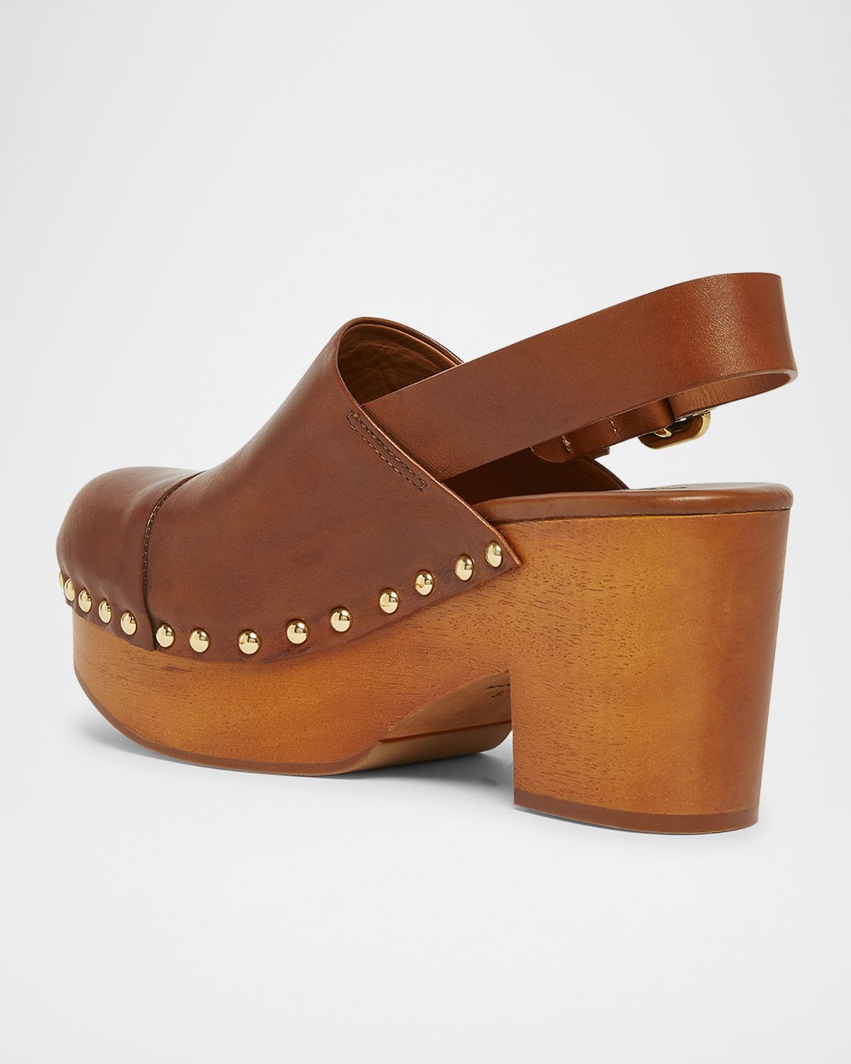 Chloe Jeannette Leather Slingback Platform Clogs