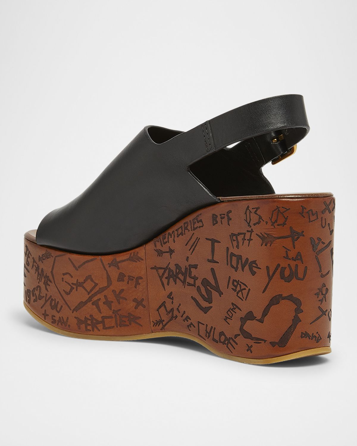 Chloe Maxime Leather Slingback Platform Sandals