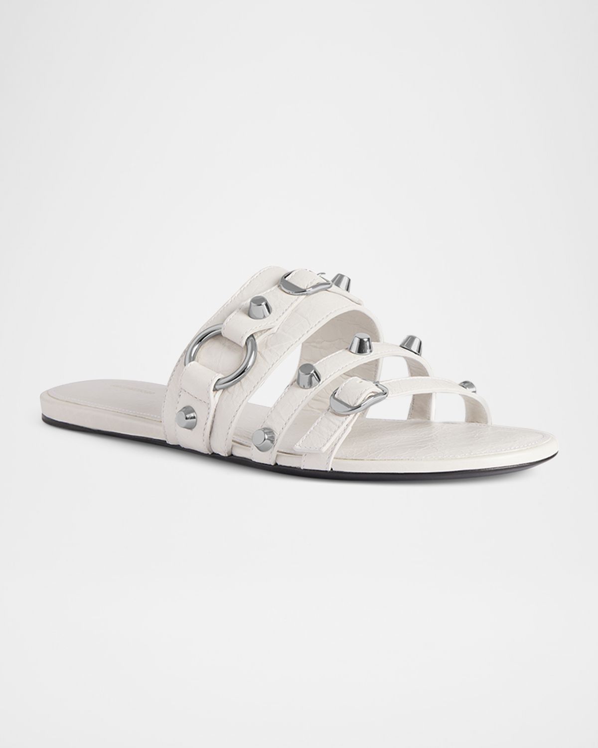 Balenciaga City Leather Triple-Band Slide Sandals