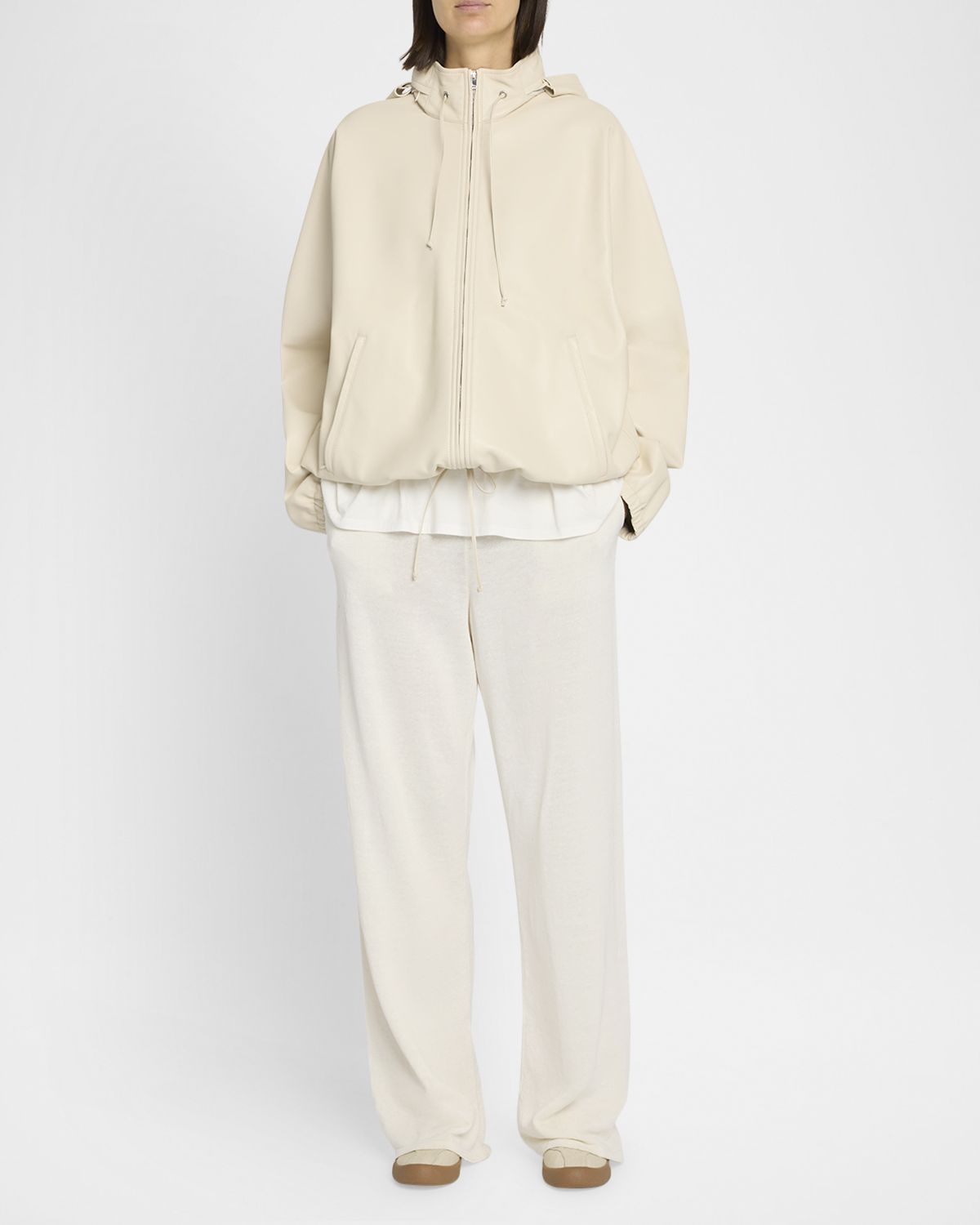 THE ROW Jilly Leather Zip Hooded Jacket