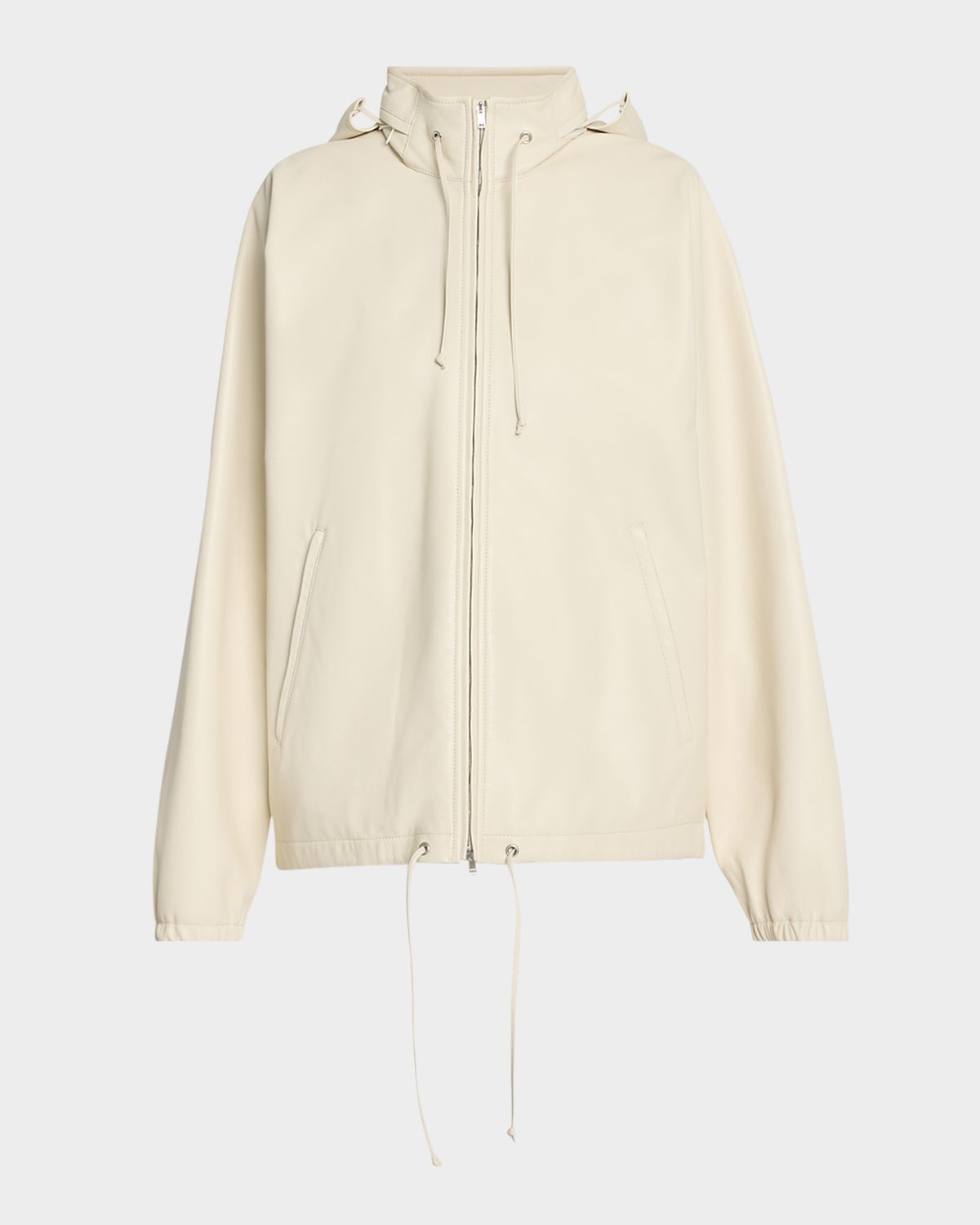 THE ROW Jilly Leather Zip Hooded Jacket