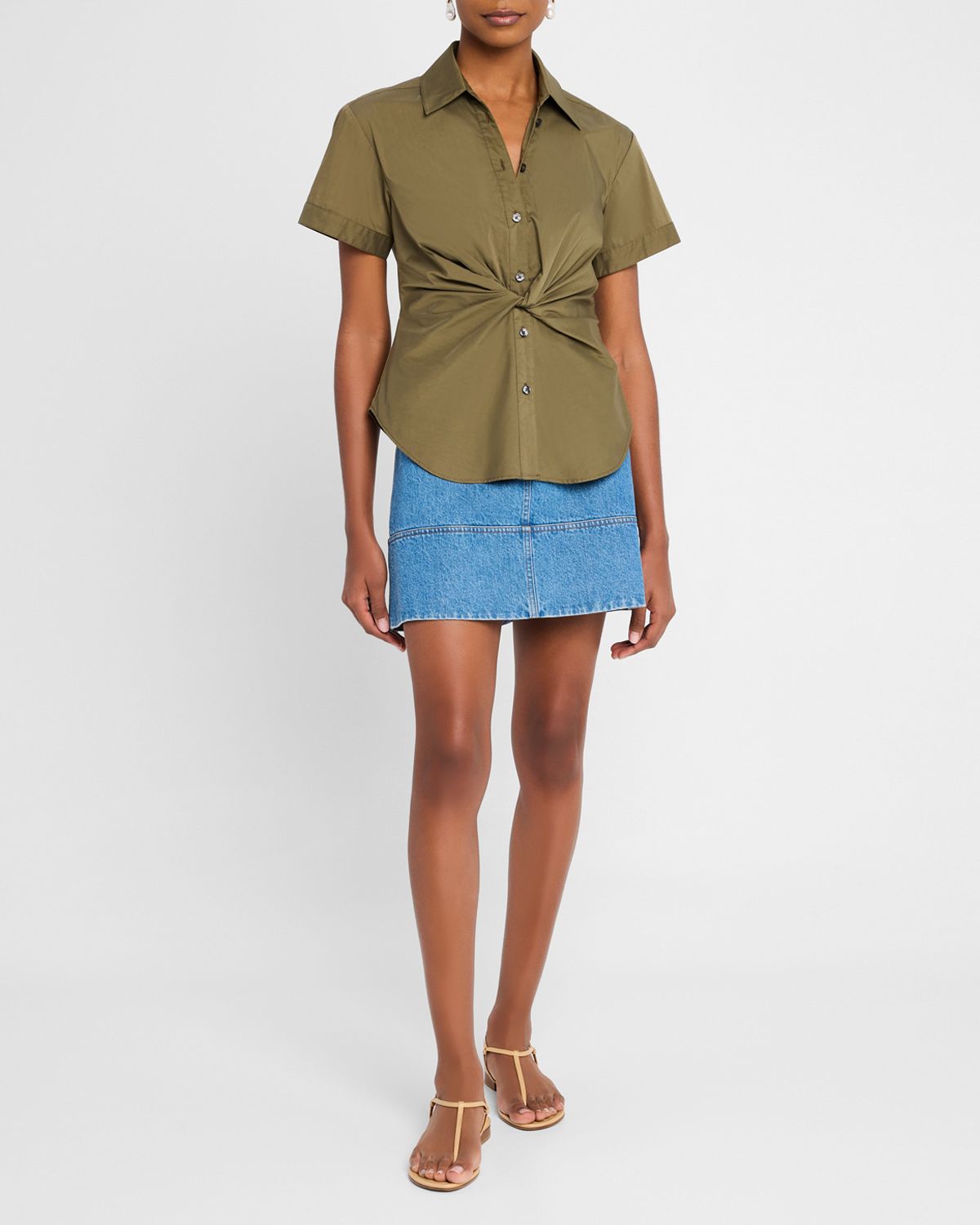 Tanya Taylor Oakey Short-Sleeve Twist Top