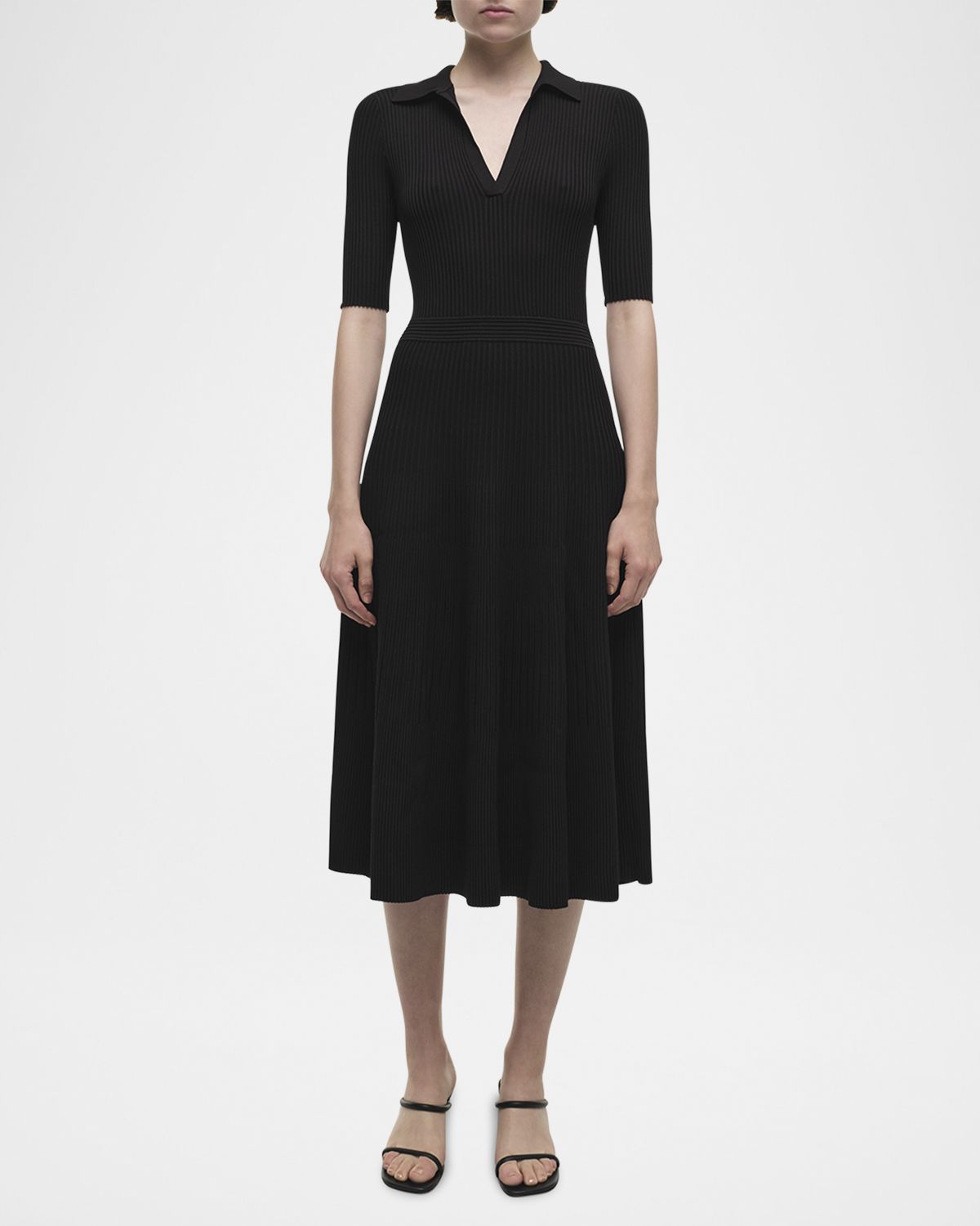 SIMKHAI Pati Short-Sleeve Polo Midi Dress