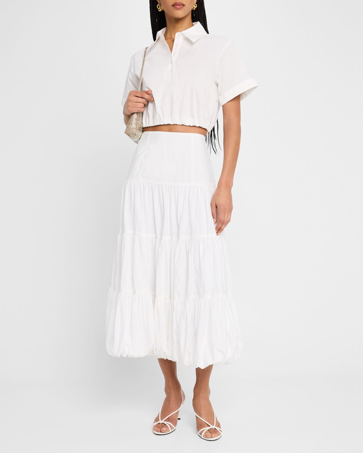 SIMKHAI Nicky Short-Sleeve Crop Top