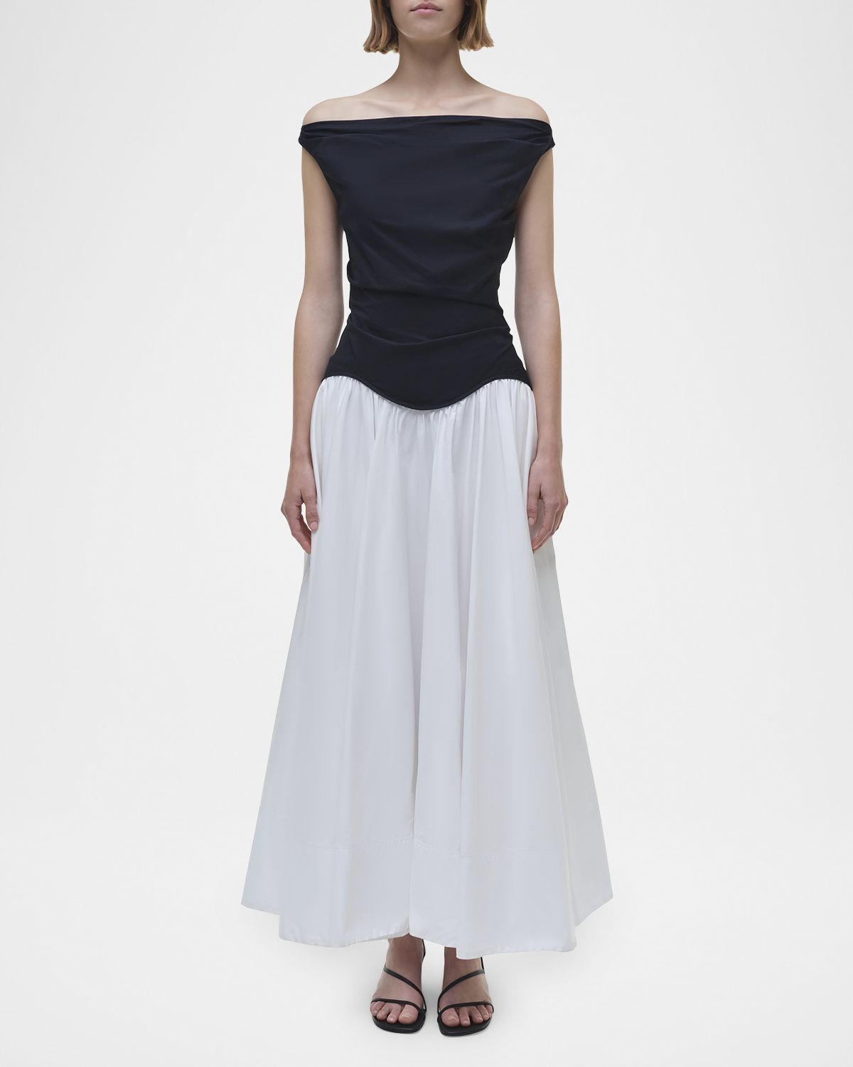 SIMKHAI Cersei Drop-Waist Off-The-Shoulder Midi Dress