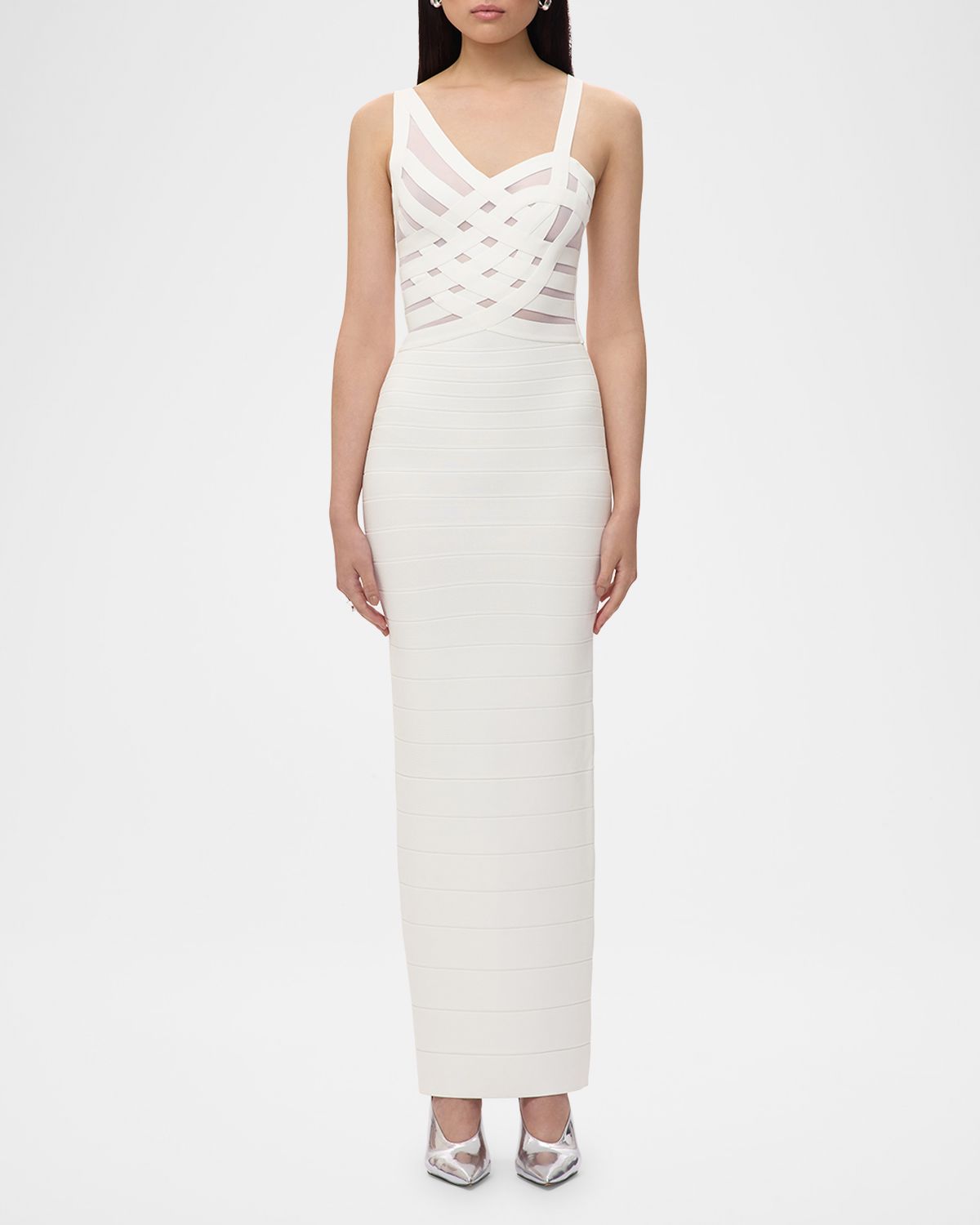 Herve Leger Adeline Crossover Mesh Bandage Gown